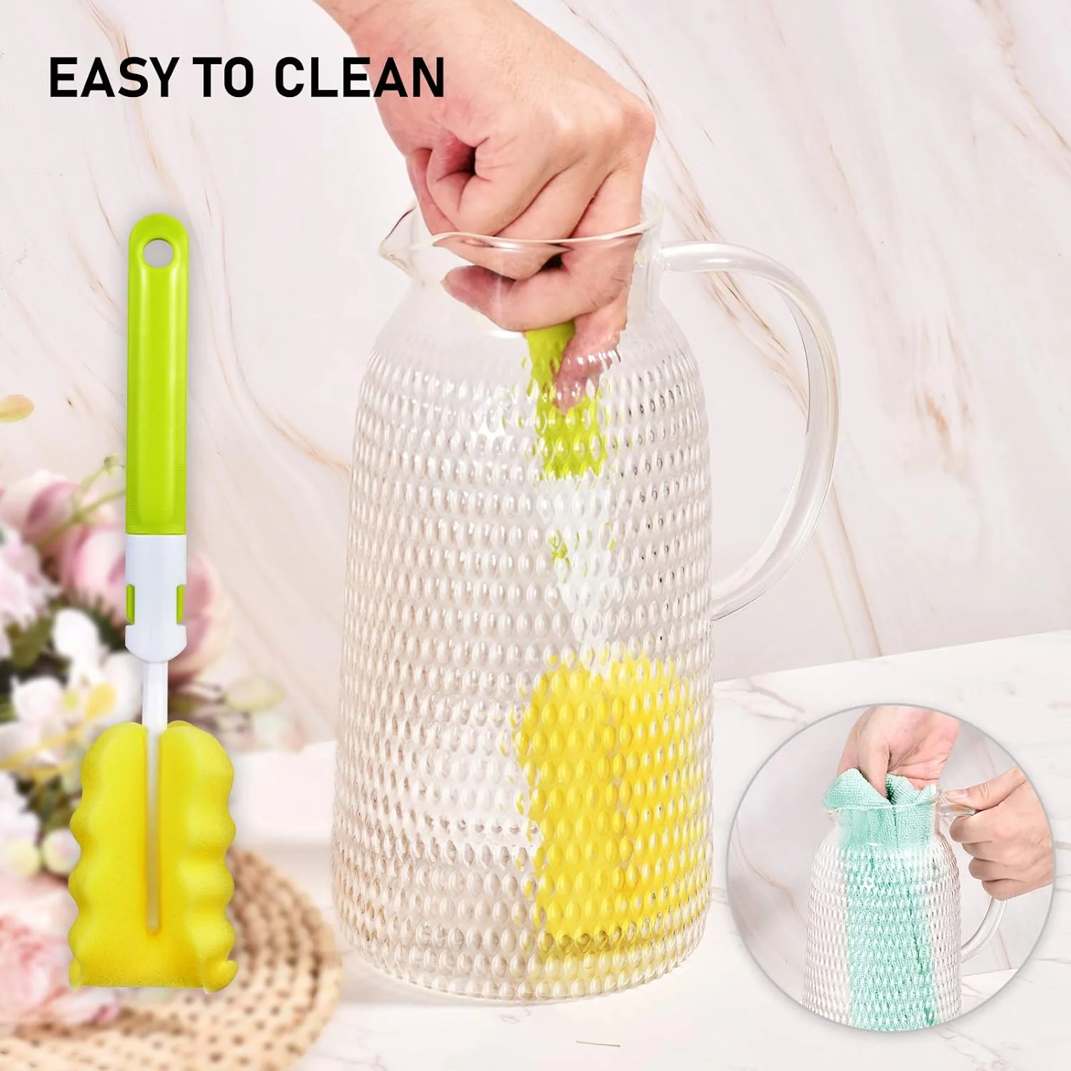 Aofmee 2.4L Glass Pitcher, 80oz Water Pitcher with Lid, for Coffee Water Juice Beverages Iced Tea Brew Maker