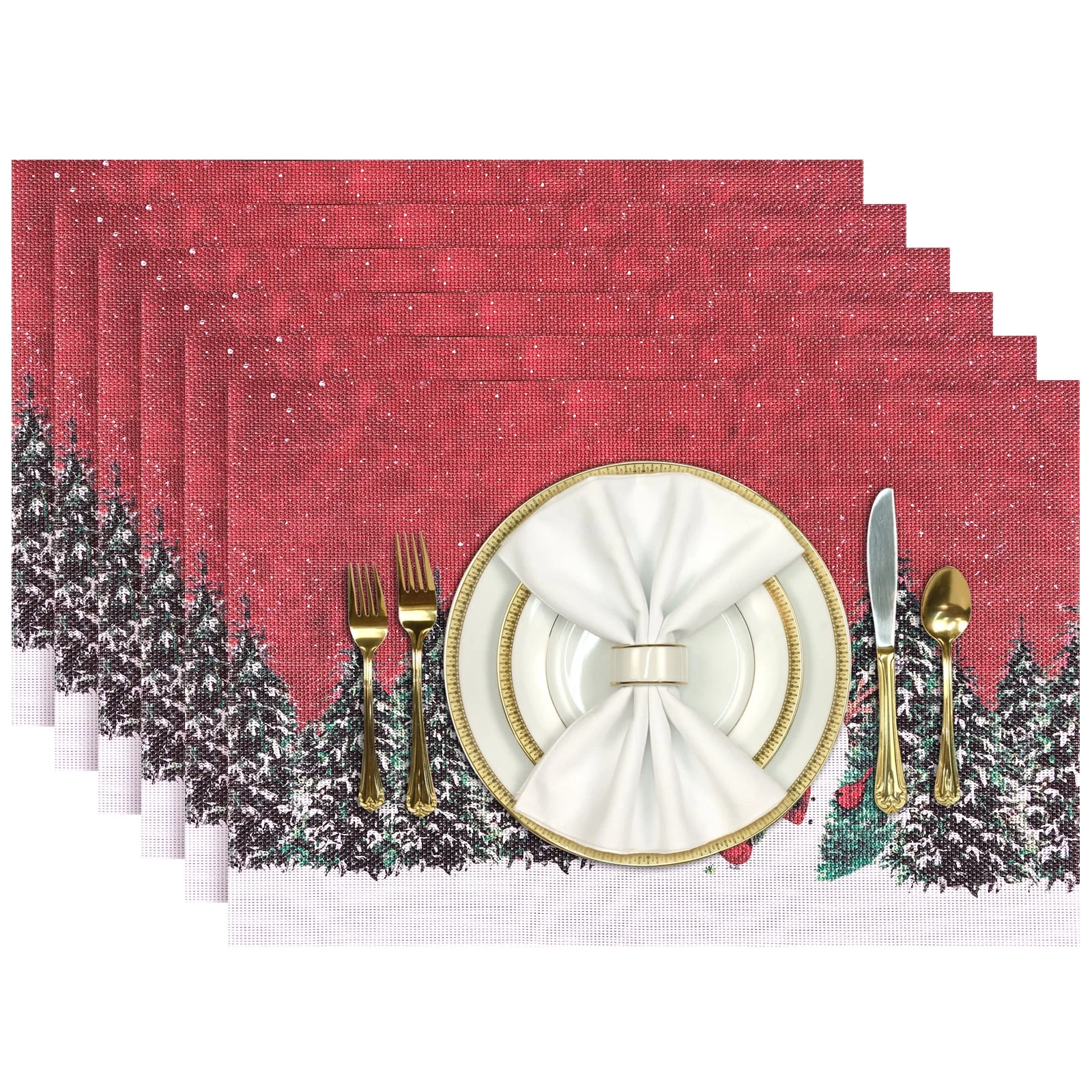 Aofmee Christmas Placemats Set of 6, Halloween Mat 12X18 inch, Non-Slip Heat Resistant Holiday Placemats 2024