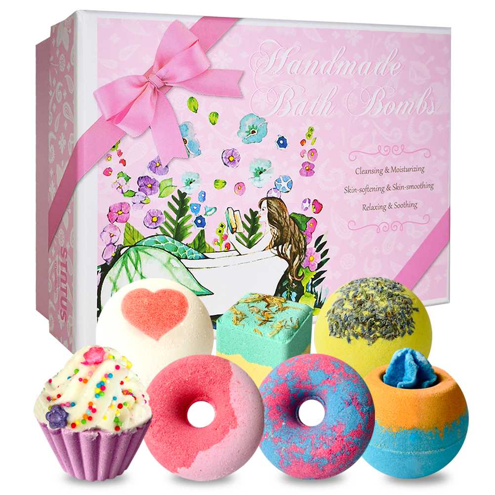 Bath Bombs, 7 Natural Bath Bomb Gift Set, Handmade Bubble Bathbombs for Women Kids, Gifts for Mom Her Girlfriend, Mothers Day Gifts, Birthday Valentines Christmas Gifts for Women