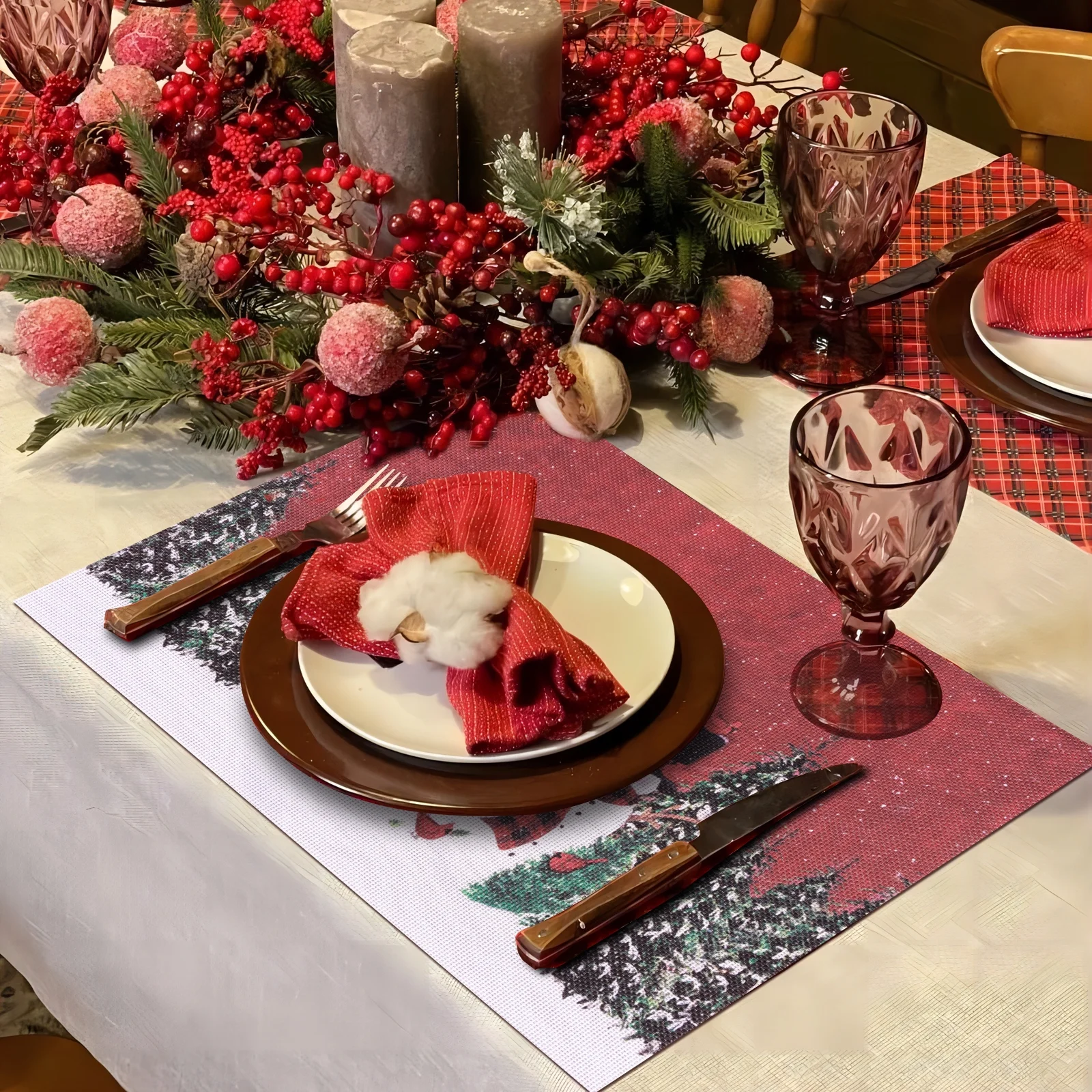 Aofmee Christmas Placemats Set of 6, Halloween Mat 12X18 inch, Non-Slip Heat Resistant Holiday Placemats 2024