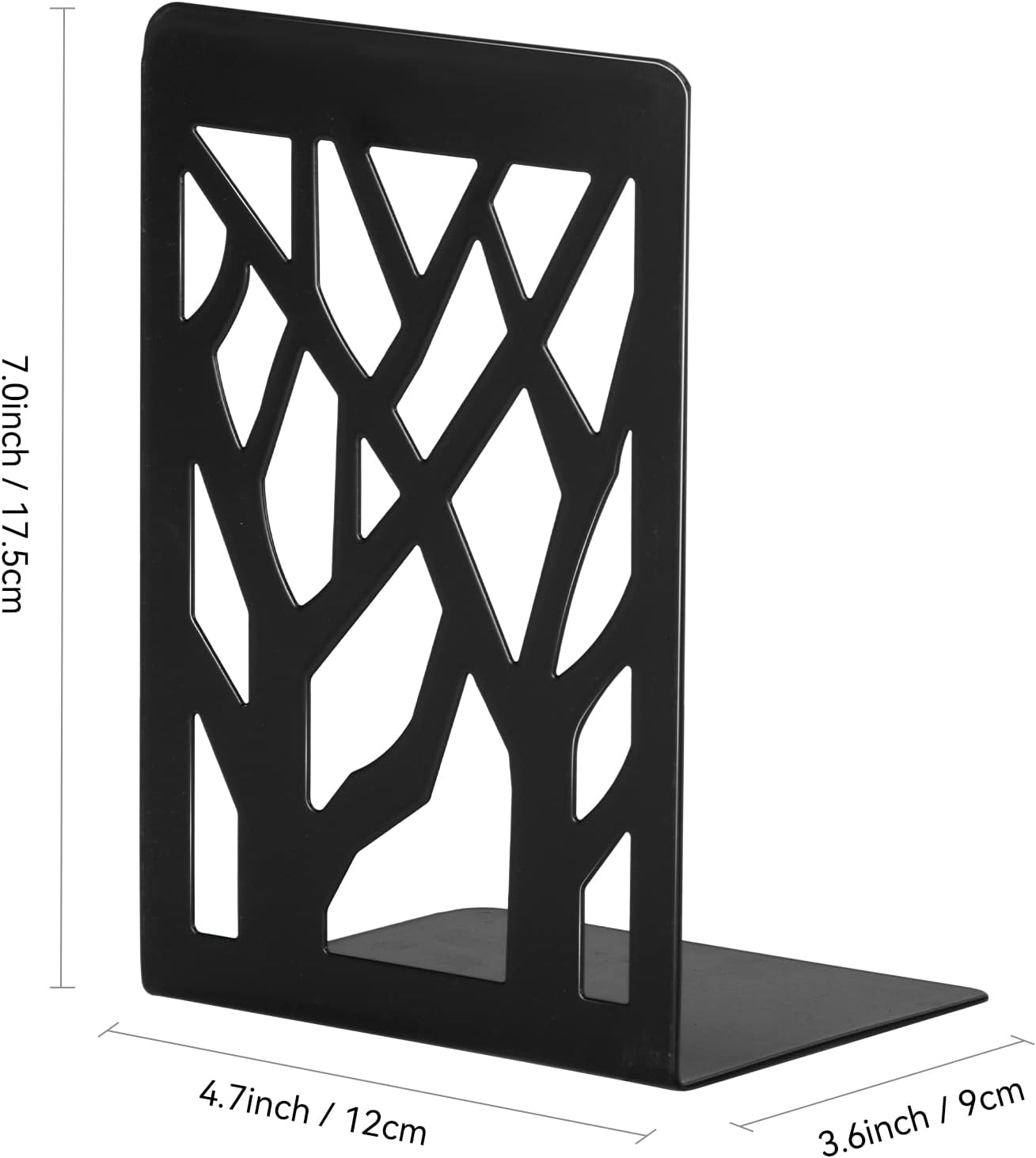 2 Pairs Book Ends Tree Design, for Shelves Heavy Books Home&Office Metal Book Ends, Black