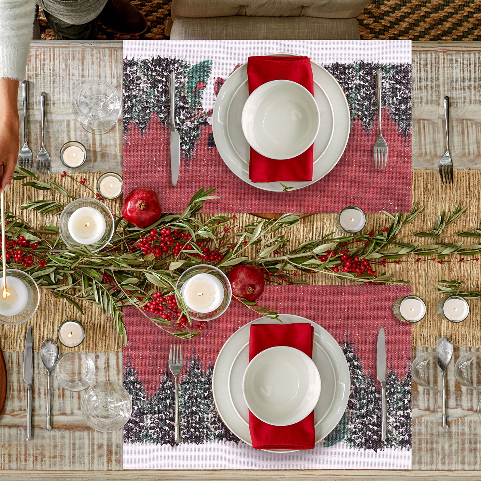 Aofmee Christmas Placemats Set of 6, Halloween Mat 12X18 inch, Non-Slip Heat Resistant Holiday Placemats 2024