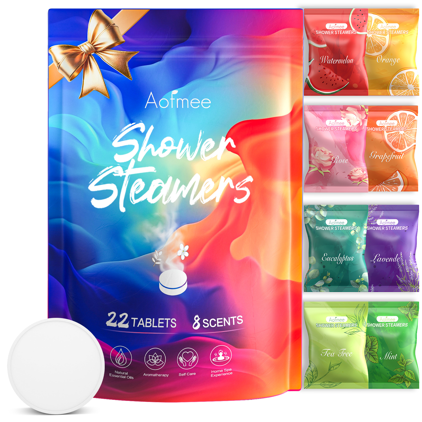 Aofmee Shower Steamers Aromatherapy - 22 Pcs Shower Bombs Birthday Gifts for Women, Organic Essential Oils, Self Care, Stocking Stuffers Birthday Gifts for Women and Men