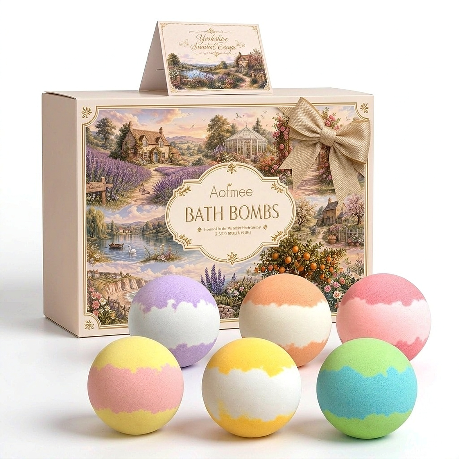 Aofmee Bath Bombs Set, 6 Natural Spa Bubble Bath Salts, Self Care Gifts Fizzy Set, Perfect Gift for Women Kids