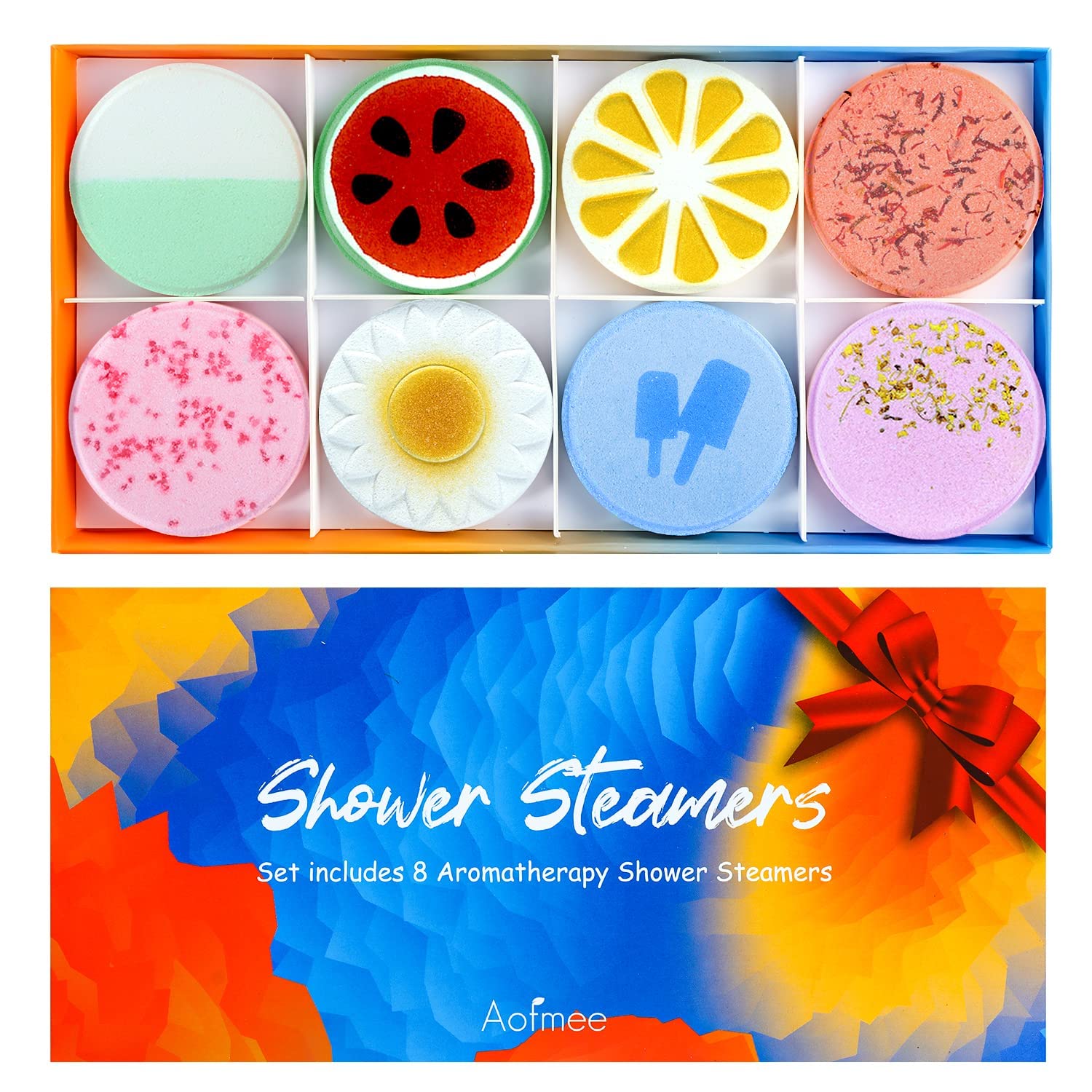 Aofmee Shower Steamers Aromatherapy - Pack of 8 Shower Bombs with Essential Oils, Valentines Day Gifts Relaxation Birthday Gifts for Women and Men, Stress Relief and Luxury Self Care Shower Bath Bombs 
