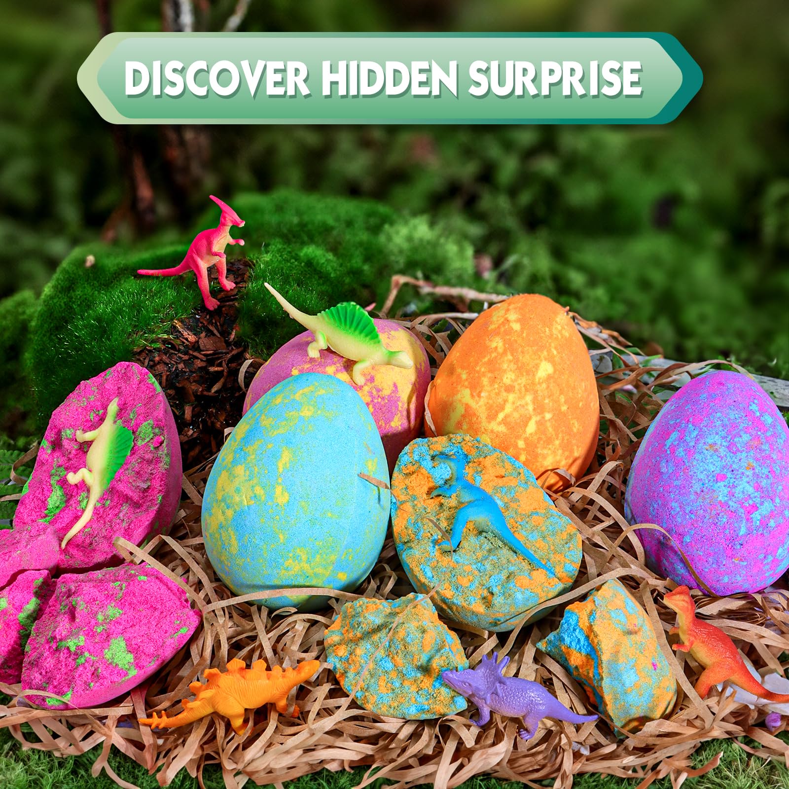 Bath Bombs, Aofmee Bath Bombs for Kids with Surprise Inside, Dinosaur Bath Bombs for Girls Boys, Handmade Bubble Dinosaur Eggs Bath Bomb Ideas for Halloween Christmas Easter Birthday Gift Set 