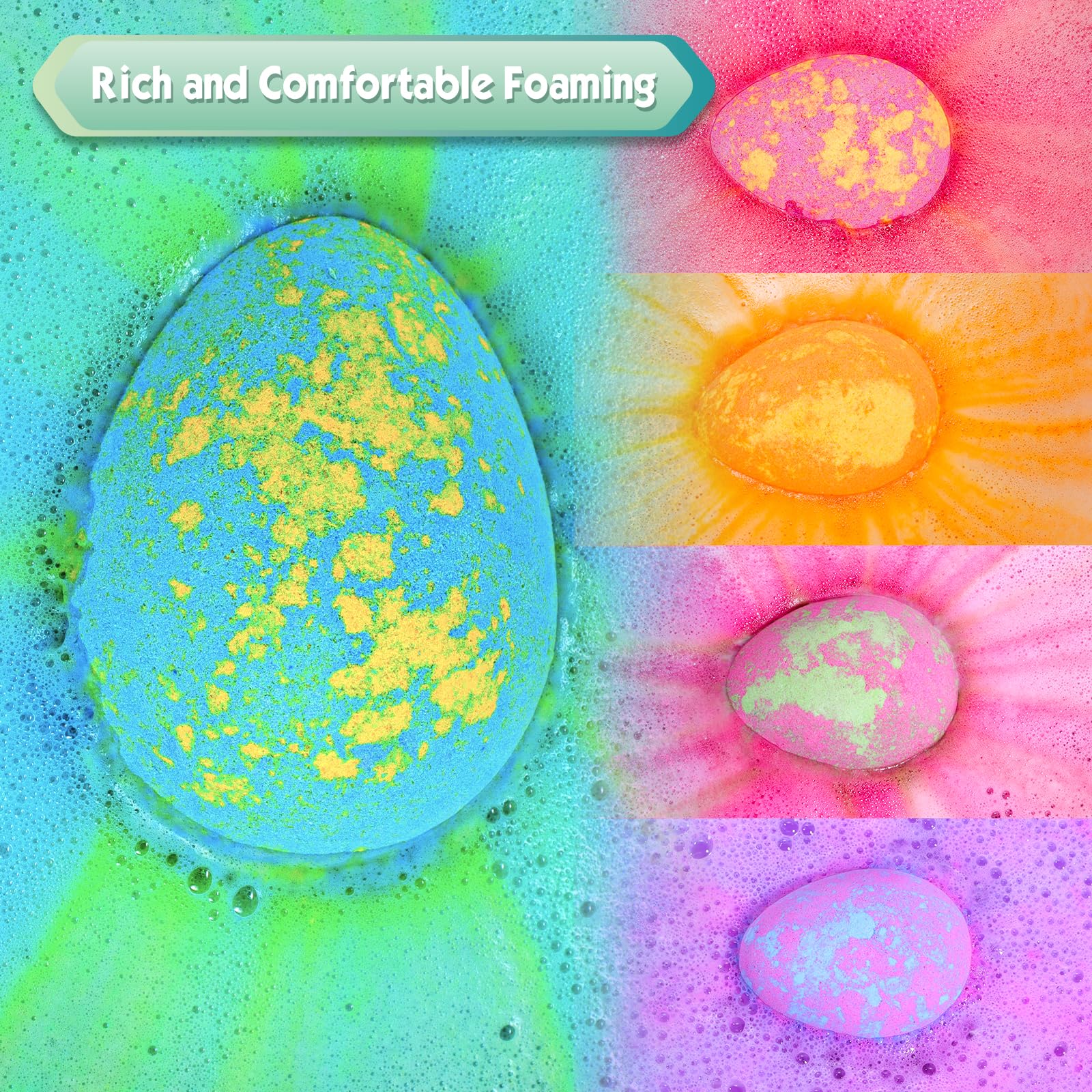 Bath Bombs, Aofmee Bath Bombs for Kids with Surprise Inside, Dinosaur Bath Bombs for Girls Boys, Handmade Bubble Dinosaur Eggs Bath Bomb Ideas for Halloween Christmas Easter Birthday Gift Set 