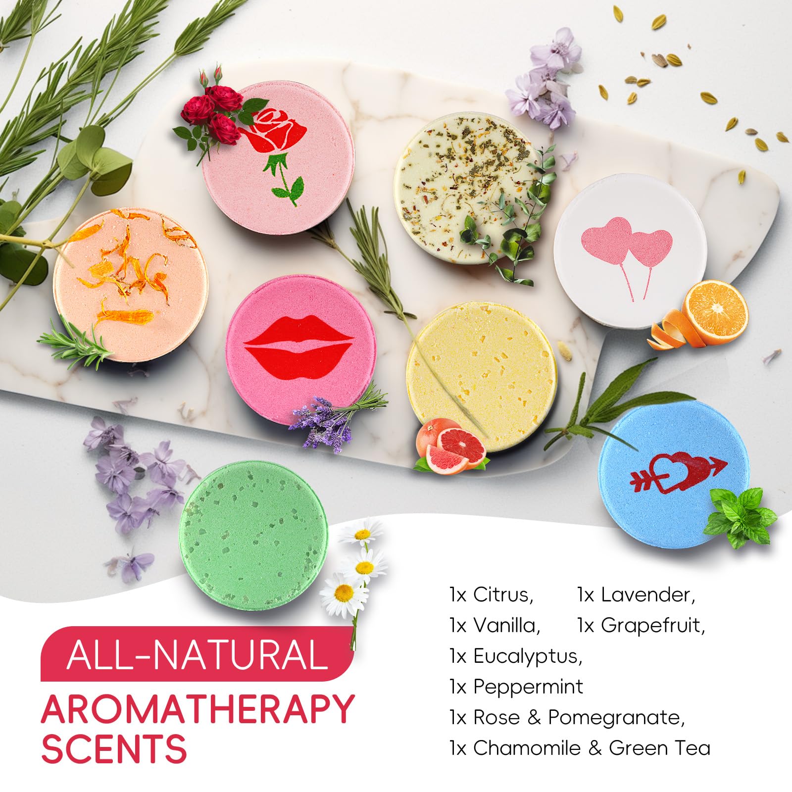 Aofmee Shower Steamers Aromatherapy - Variety Pack of 8 Shower Bombs with Essential Oils, Valentines Day Gifts Relaxation Birthday Gifts for Women and Men, Luxury Self Care Shower Bath Bombs Gift Set 