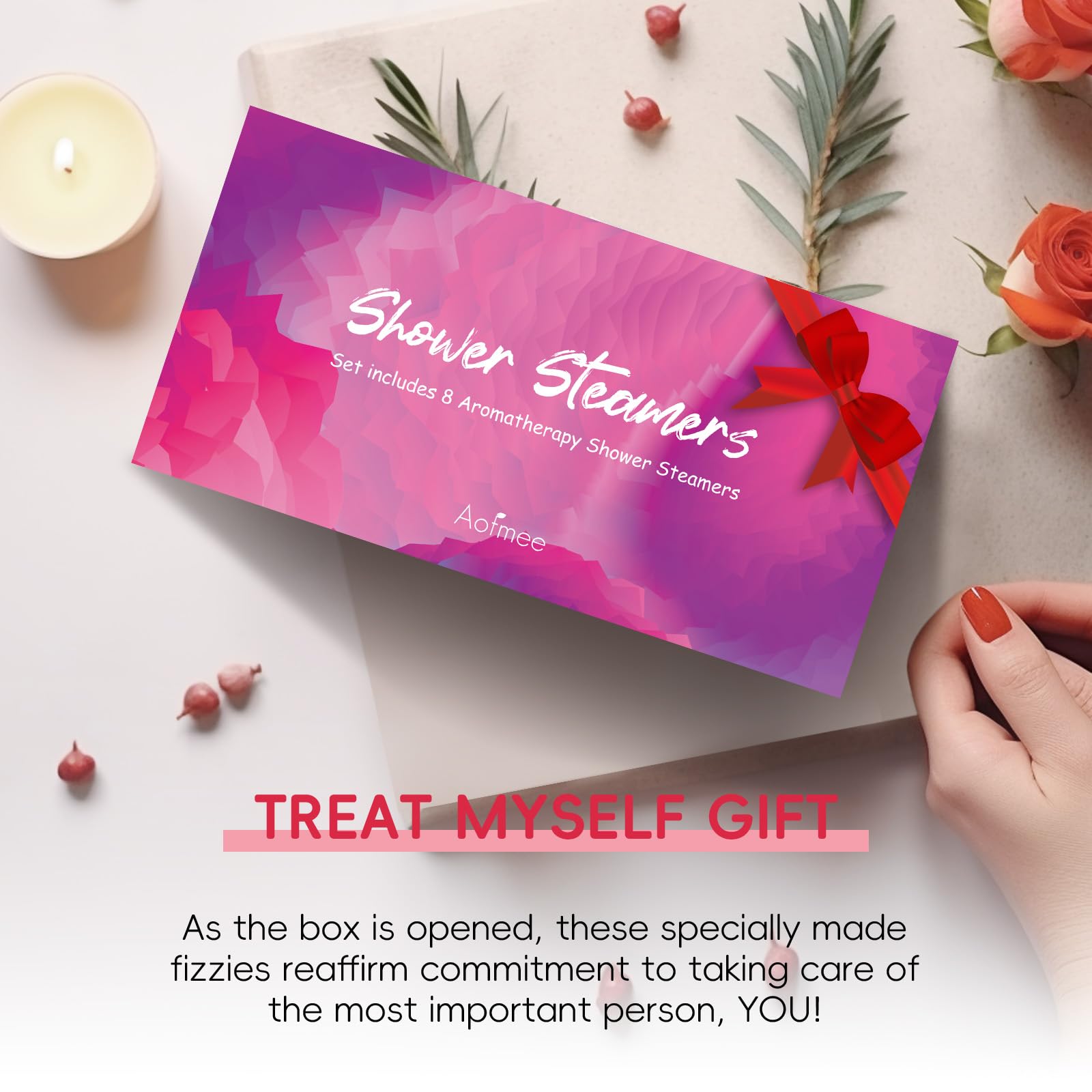 Aofmee Shower Steamers Aromatherapy - Variety Pack of 8 Shower Bombs with Essential Oils, Valentines Day Gifts Relaxation Birthday Gifts for Women and Men, Luxury Self Care Shower Bath Bombs Gift Set 