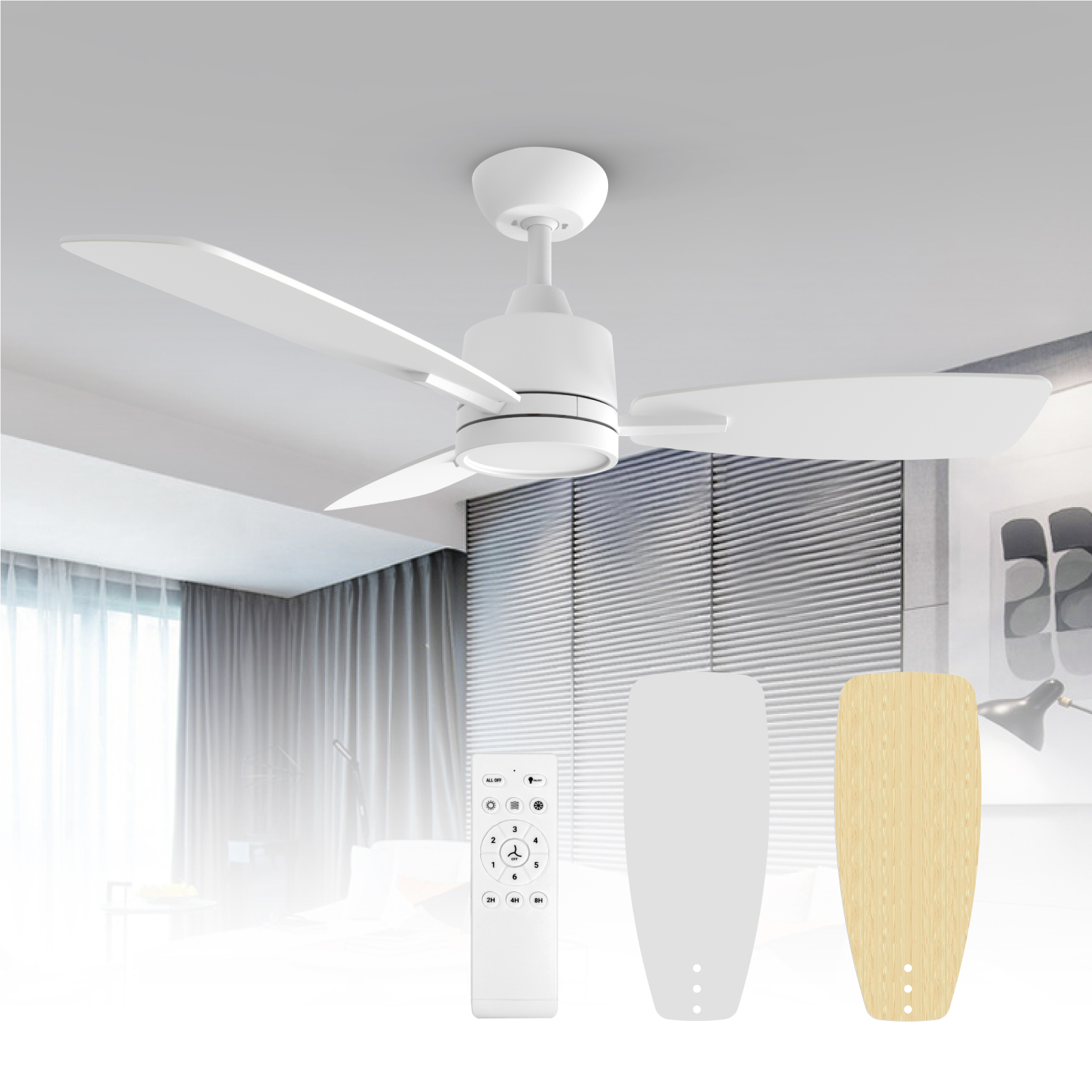 42 Inch Remote Control Ceiling Fan with LED Light