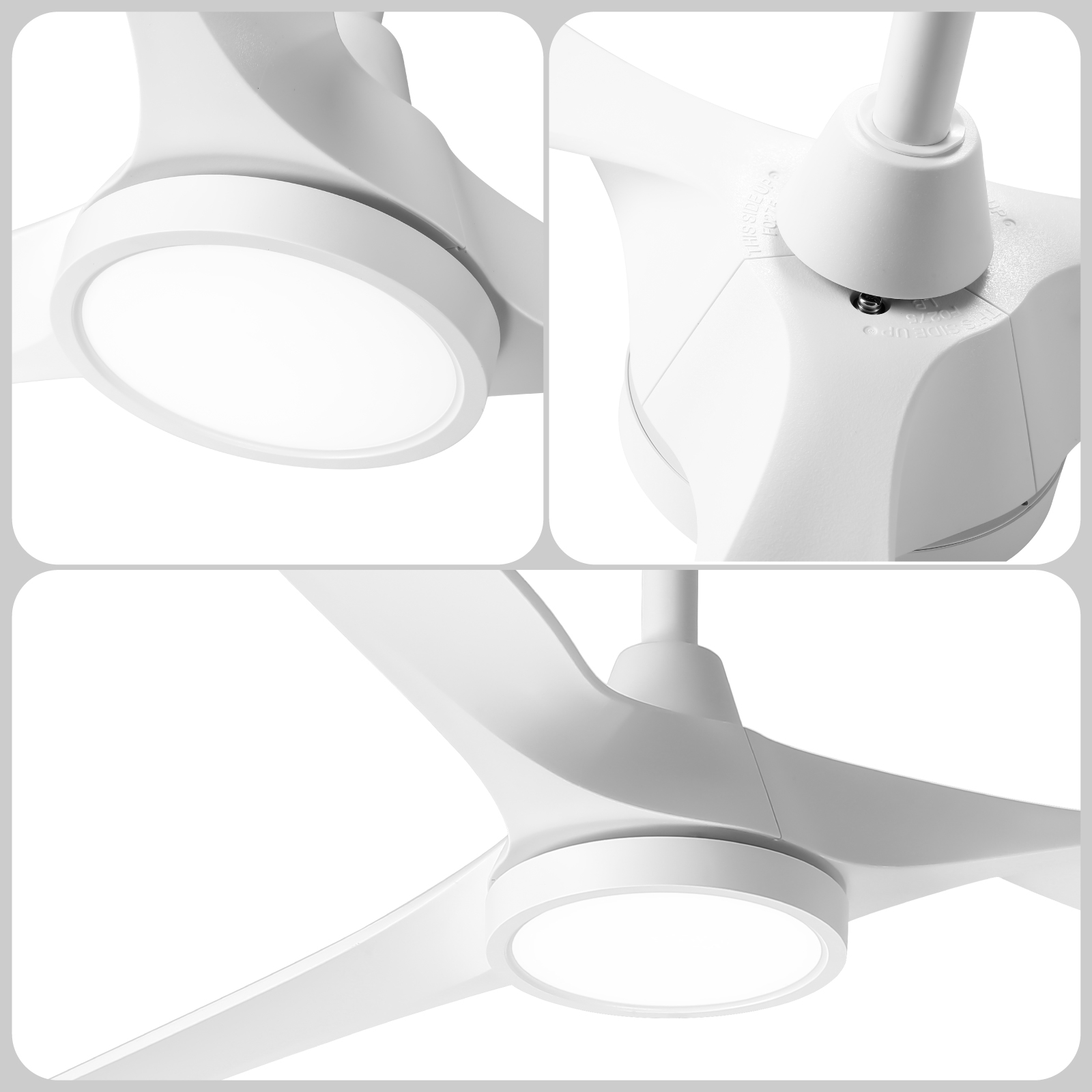 Ceiling Fans with Lights,Large Airflow 52inch Modern Ceiling Fan with Quite Reversible DC Motor 3 Color Temperature LED Light (White)