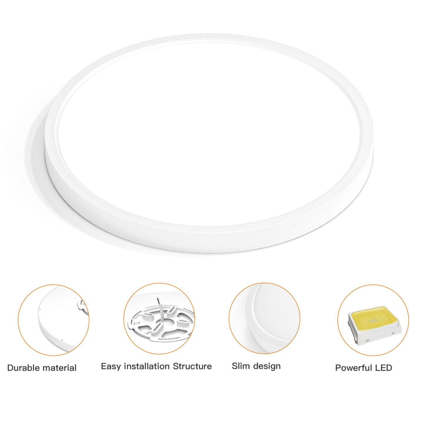 TALOYA A5 Series Flush Mount LED ceiling Light Fixture, 12 inch,24W,5000K, White/ Black Color, Non-DIMMABLE