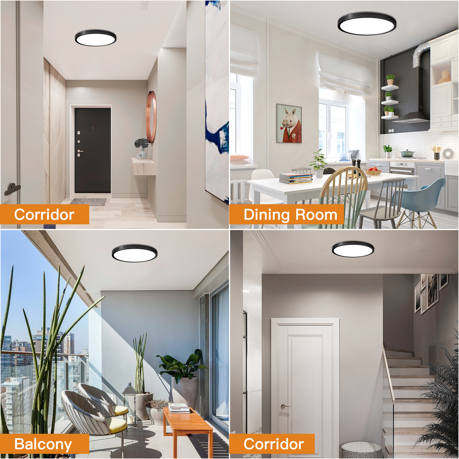 TALOYA A5 Series 8.9 inch Flush Mount LED ceiling Light Fixture,18W,5000K, Black, Non-DIMMABLE