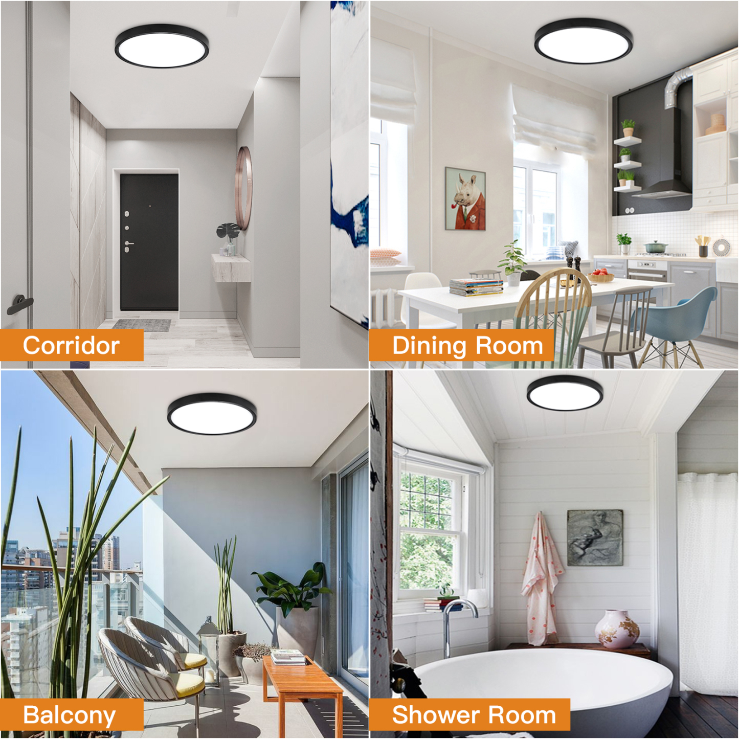 TALOYA C2 Series 5CCT in 1 Flush Mount LED ceiling Light Fixture,20/24W,3000K/3500K/4000K/5000K/6500K, Black/ White Color, Non-DIMMABLE