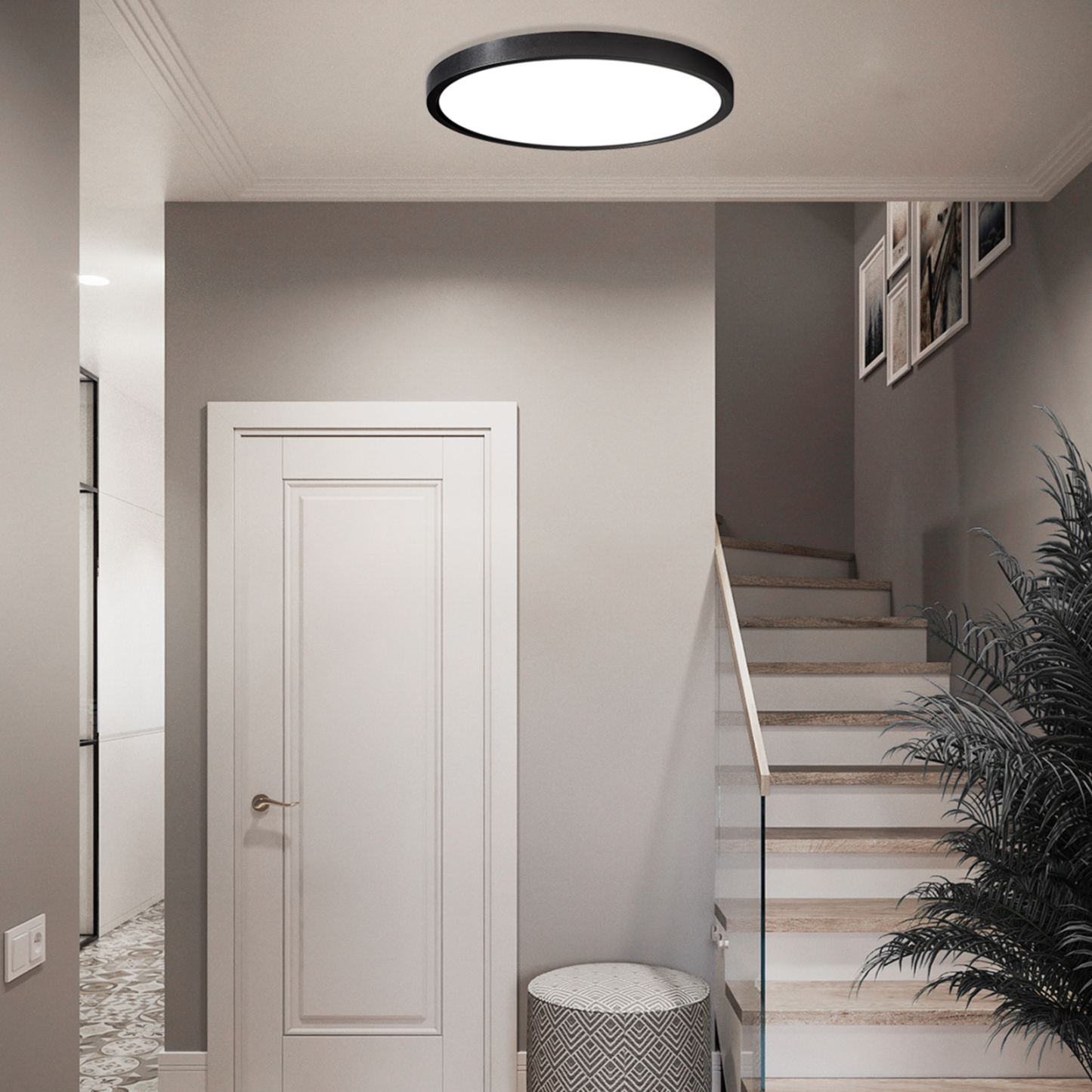 TALOYA A5 Series 8.9 inch Flush Mount LED ceiling Light Fixture,18W,5000K, Black, Non-DIMMABLE