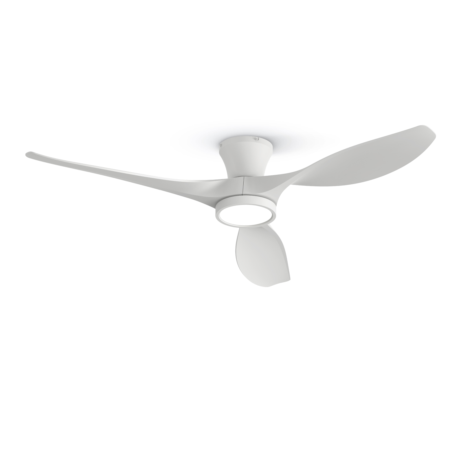 R3 Series 52 Inch Flush Mount Ceiling Fan with Led Light, White, Remote Control ,DC Motor, Reversible, 3 Color Temperature LED Light