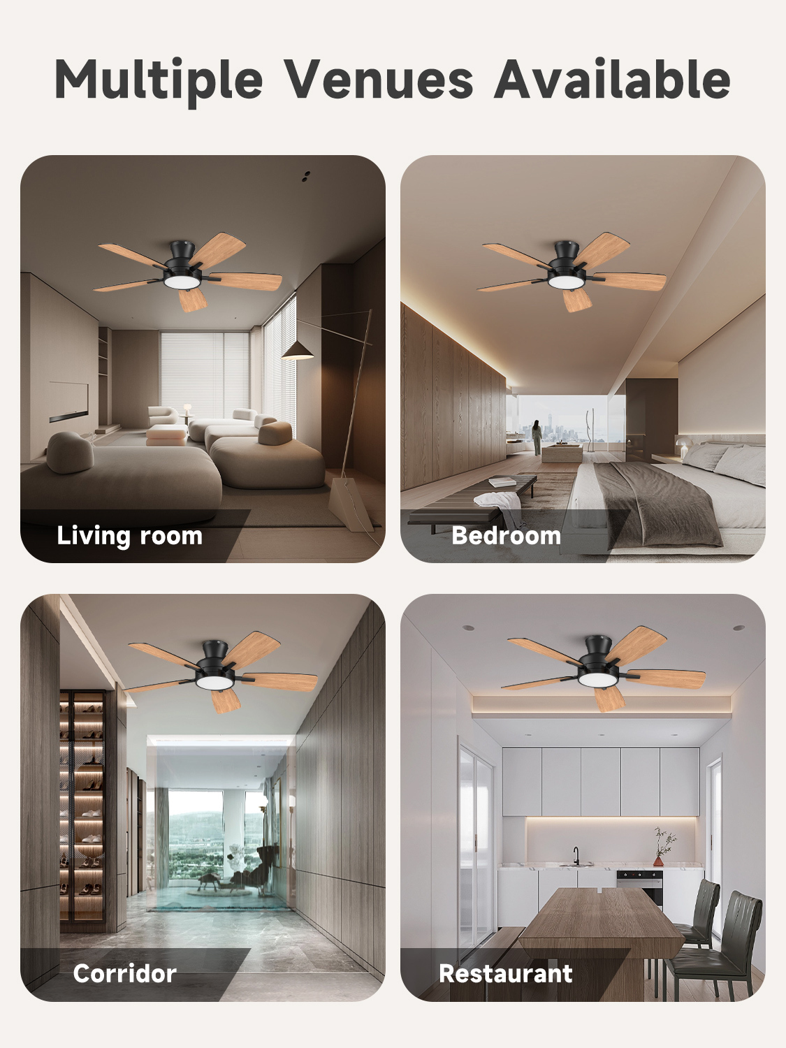 46 Inch Ceiling Fans with Lights and Remote, Low Profile Ceiling Fan with Light, Flush Mount, Reversible, 3CCT, Dimmable White Modern Ceiling Fan for Bedroom, Living Room, Outdoor Patio