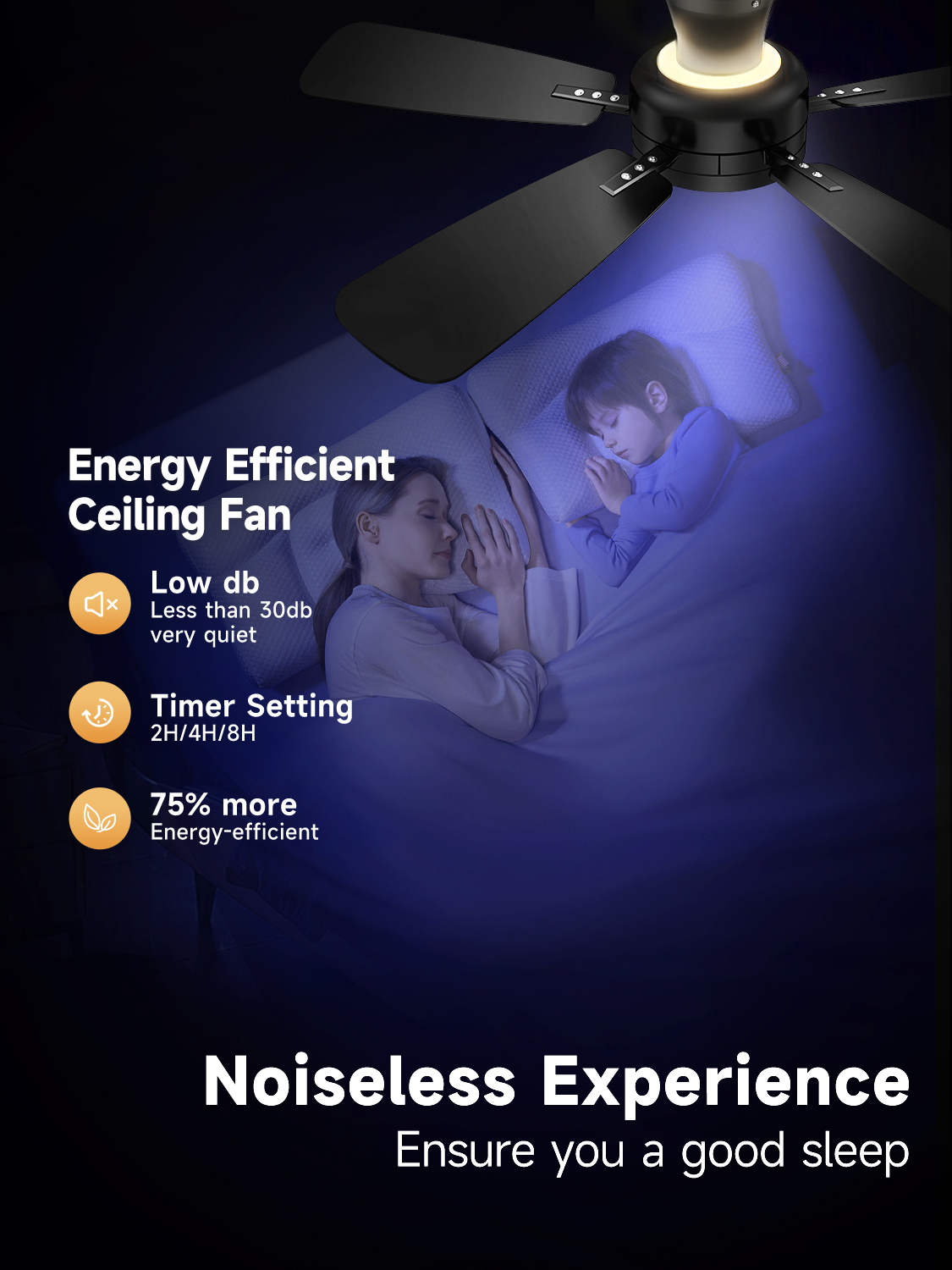  46 Inch Ceiling Fans with Lights and Remote, Low Profile Ceiling Fan with Light, Flush Mount, Reversible, 3CCT, Dimmable Black Modern Ceiling Fan for Bedroom, Living Room, Outdoor Patio