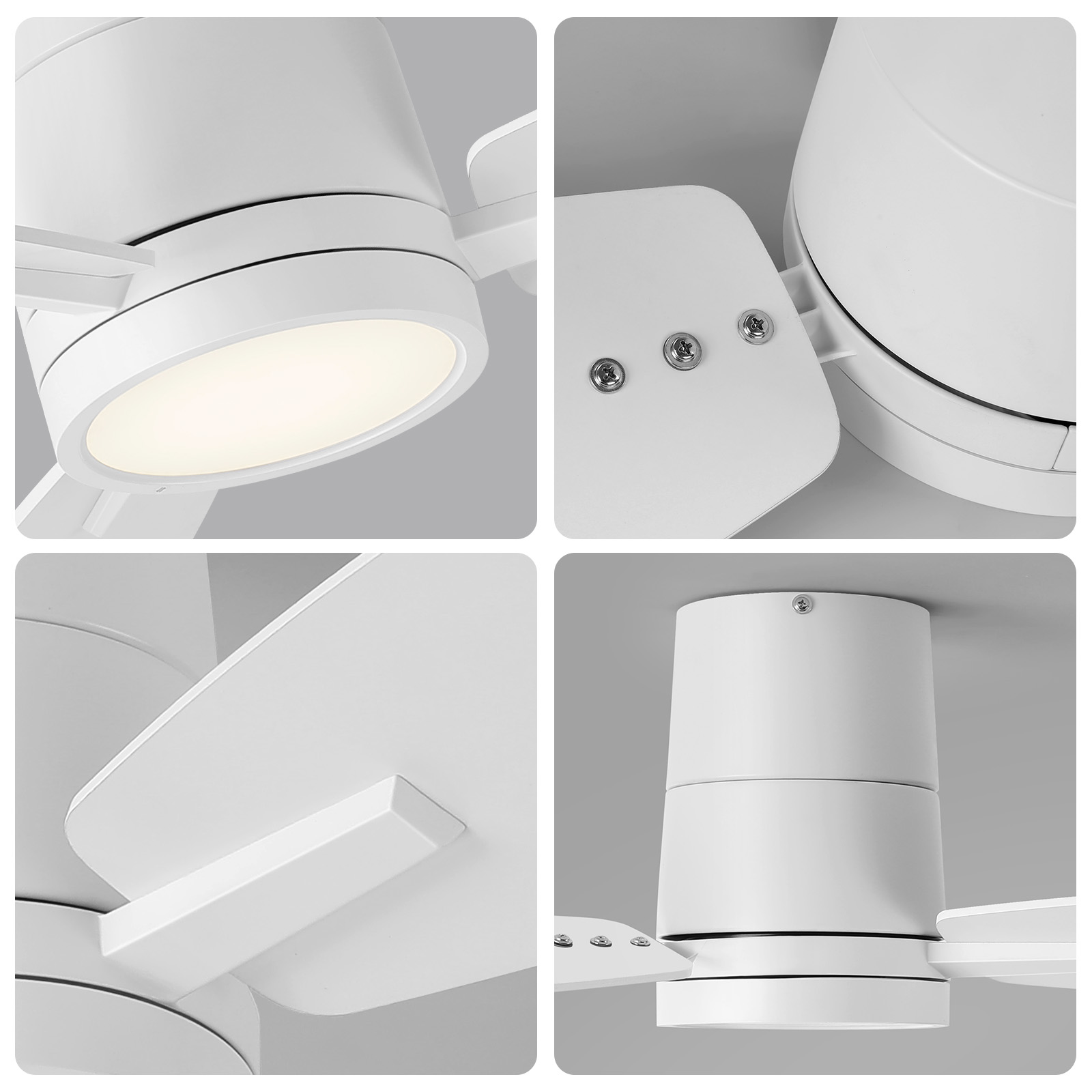 TALOYA 42 inch Flush Mount Ceiling Fans with Lights and Remote Control Low Profile White Ceiling Fan with Light