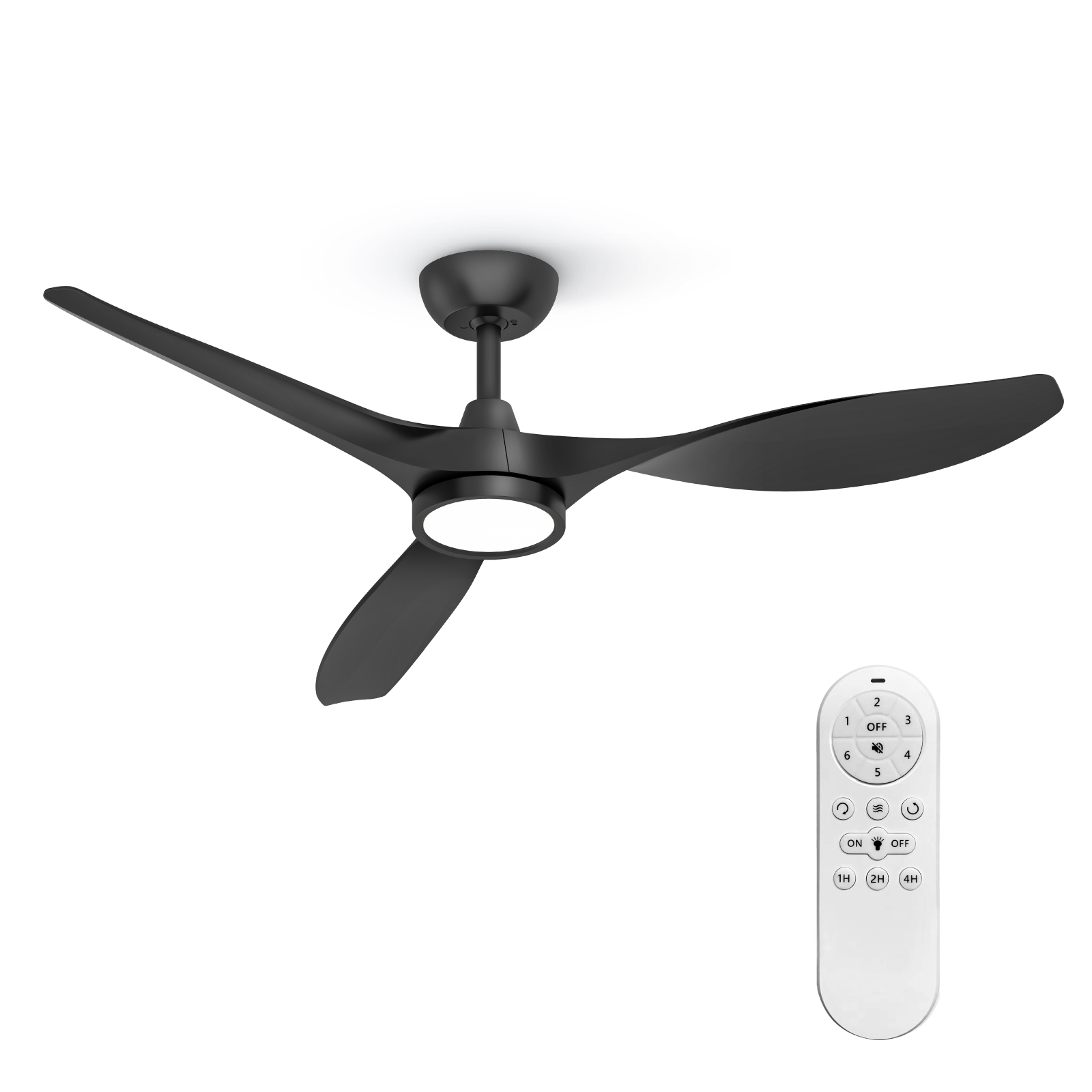  Ceiling Fans with Lights,Large Airflow 52inch Modern Ceiling Fan with Quite Reversible DC Motor 3 Color Temperature LED Light (Black)