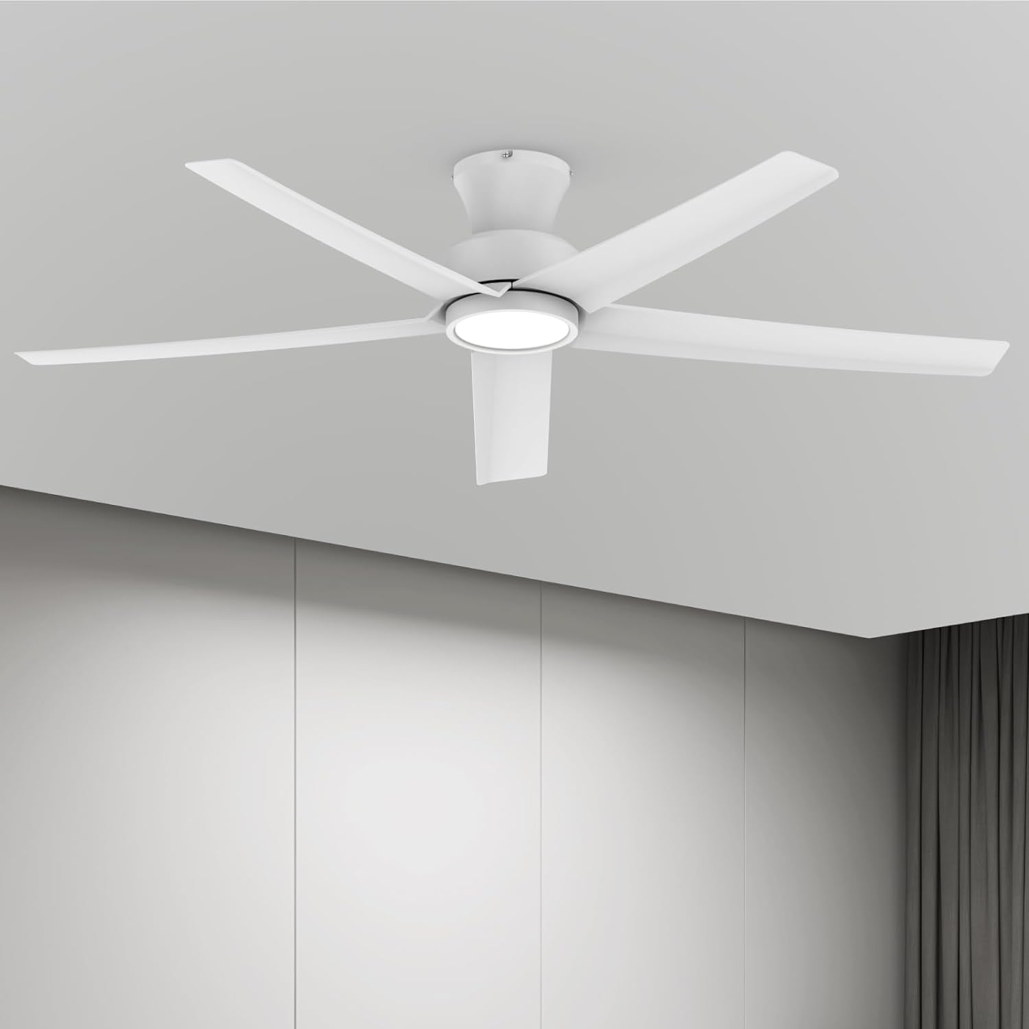 TALOYA 52 inch Ceiling Fans with Lights,Remote Control Multifunctional Quiet Fan with Three Color Temperature and Dimmable Light with Reversible Blades White