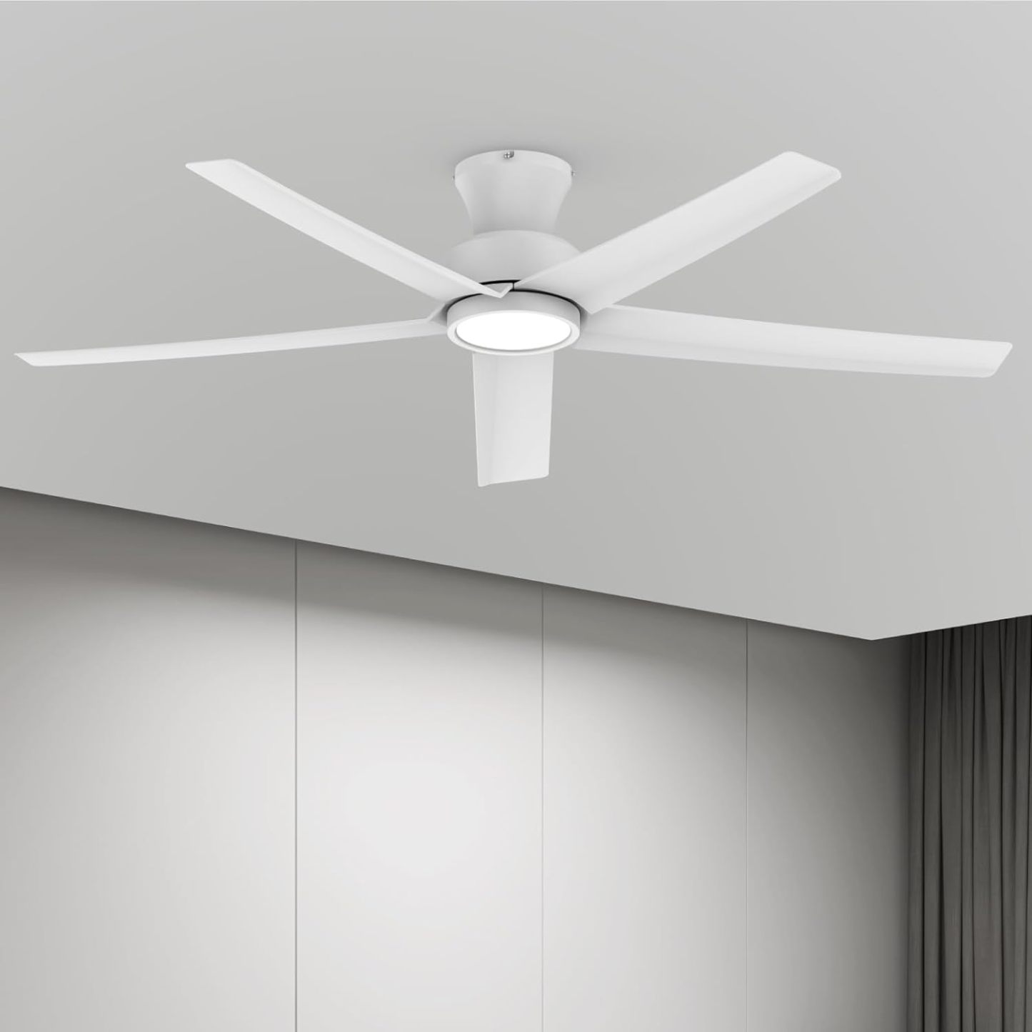 TALOYA 52 inch Ceiling Fans with Lights,Remote Control Multifunctional Quiet Fan with Three Color Temperature and Dimmable Light with Reversible Blades White