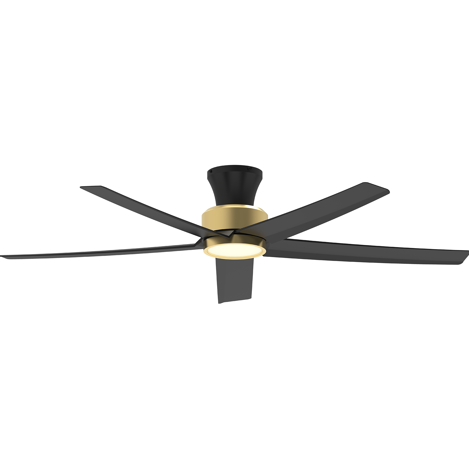TALOYA 52 inch Ceiling Fans with Lights and Remote,Ultra Silent low profile Ceiling Fan with Three Color Temperature and Dimmable Light with Reversible Blades Black Gold