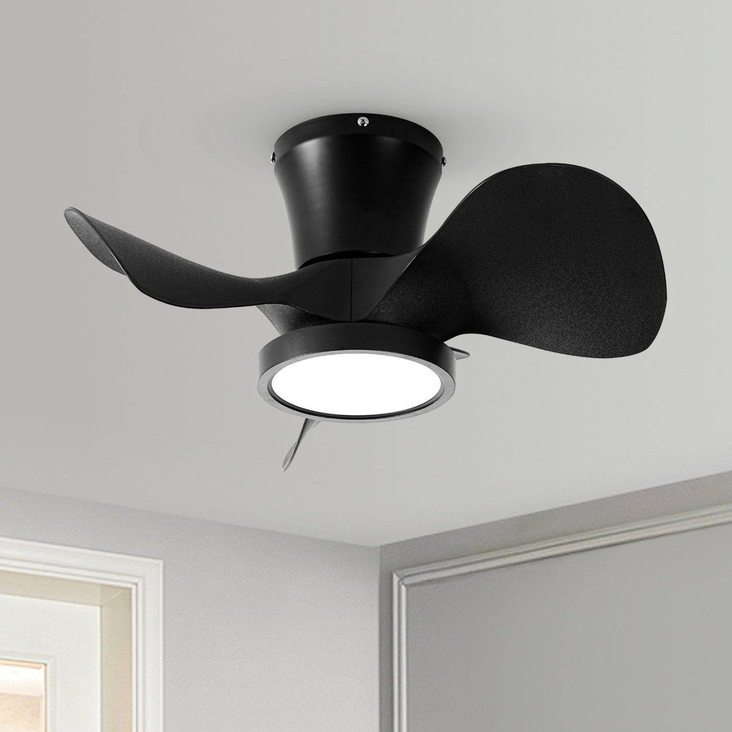 Ceiling Fan with LED Light 22 inch Large Air Volume Remote Control for Kitchen Bedroom Dining Room Patio 15W light