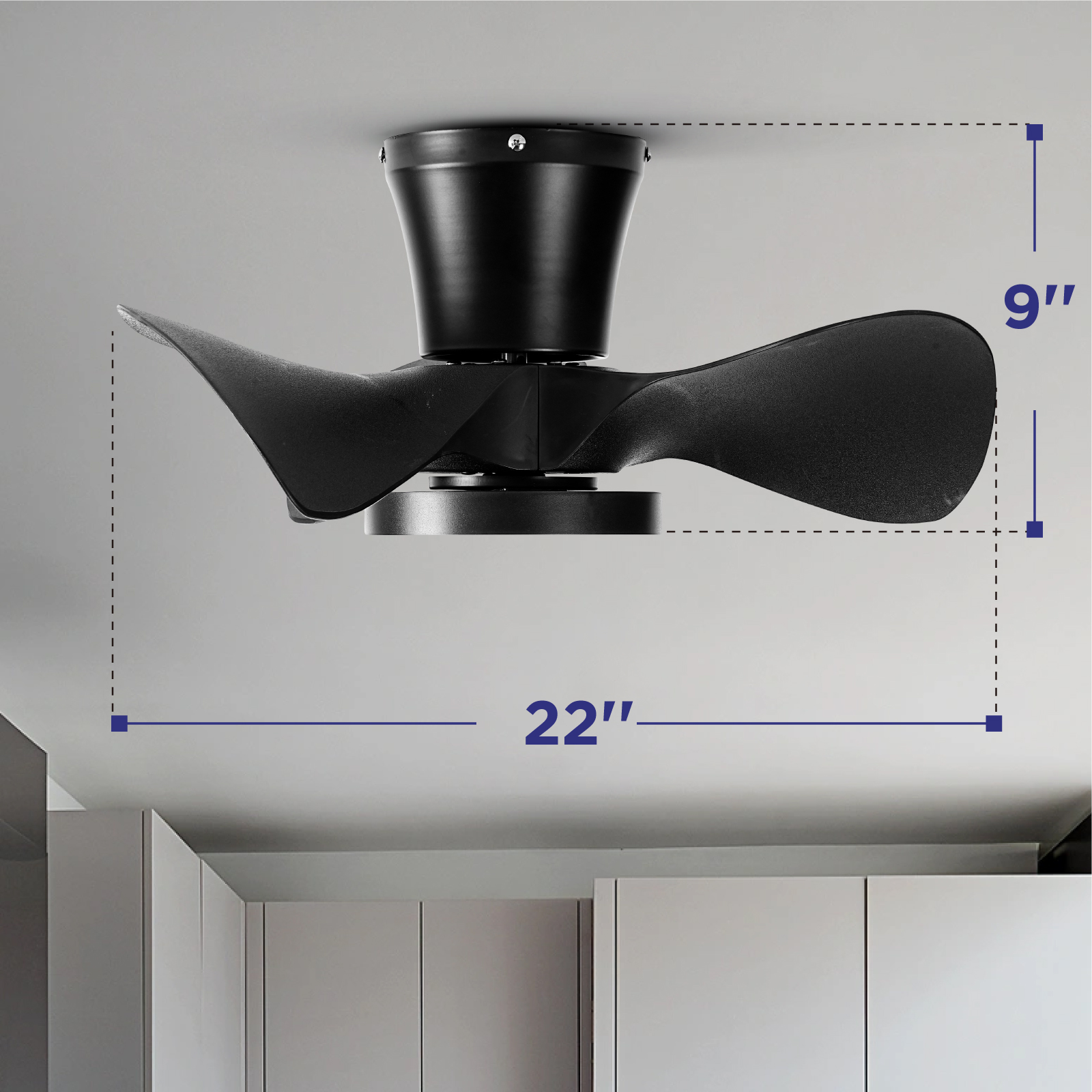 Ceiling Fan with LED Light 22 inch Large Air Volume Remote Control for Kitchen Bedroom Dining Room Patio 15W light