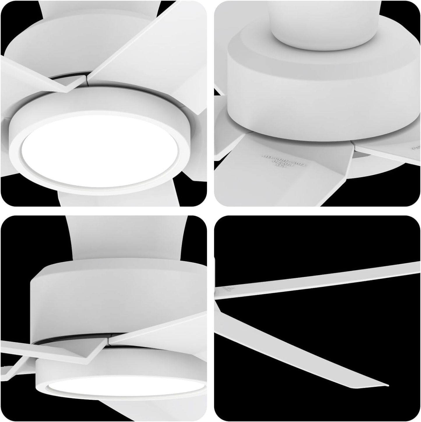 TALOYA 52 inch Ceiling Fans with Lights,Remote Control Multifunctional Quiet Fan with Three Color Temperature and Dimmable Light with Reversible Blades White