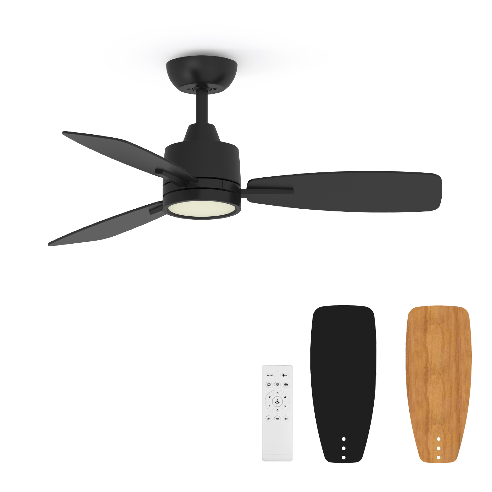 S3 Series 42 Inch Ceiling Fans with Led Lights Black, Remote Control Flush Mount Low Profile for Bedroom Farmhouse Patio Outdoor Living Room Kitchen Dining Room,DC Motor,Reversible,3 CCT,6'' downrod