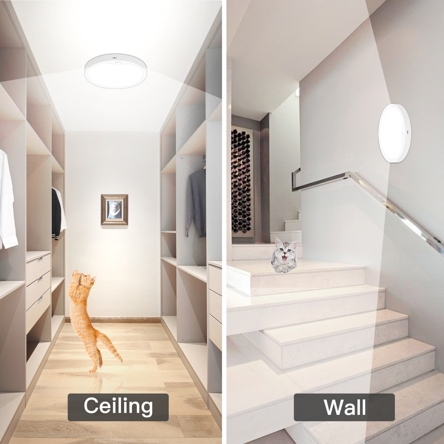  Motion Sensor Indoor LED Ceiling Light, White Light, 120V Hardwired 