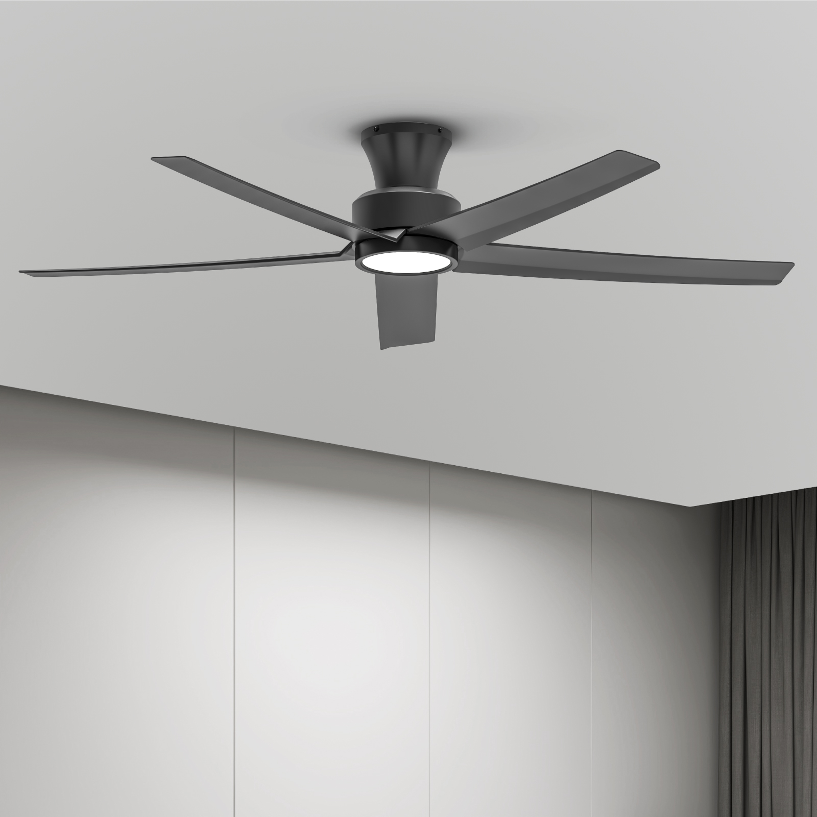 TALOYA 52 inch Ceiling Fans with Lights,Remote Control Multifunctional Quiet Fan with Three Color Temperature and Dimmable Light with Reversible Blades Black