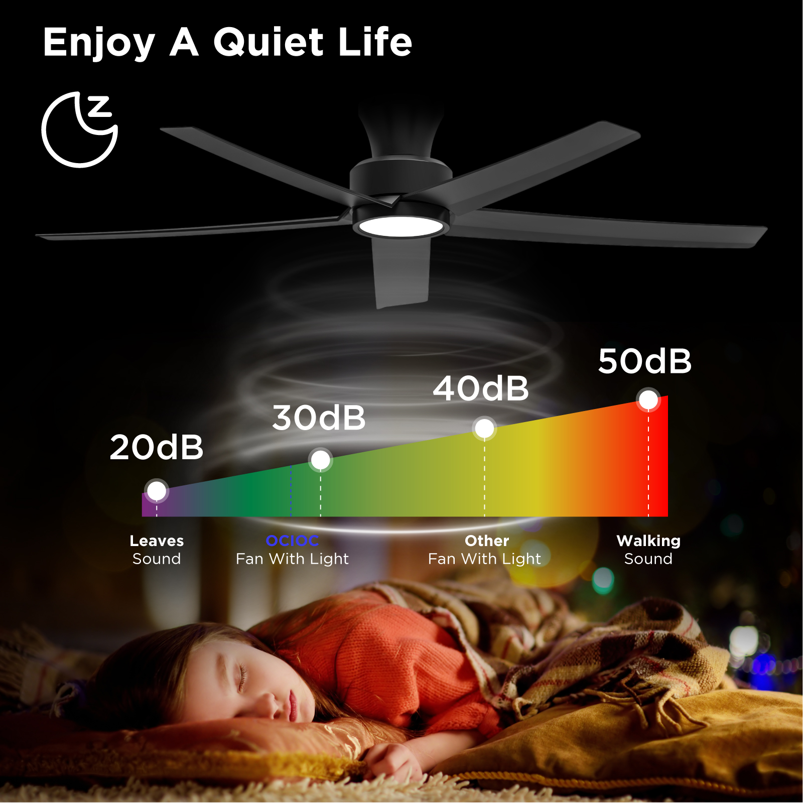 TALOYA 52 inch Ceiling Fans with Lights,Remote Control Multifunctional Quiet Fan with Three Color Temperature and Dimmable Light with Reversible Blades Black