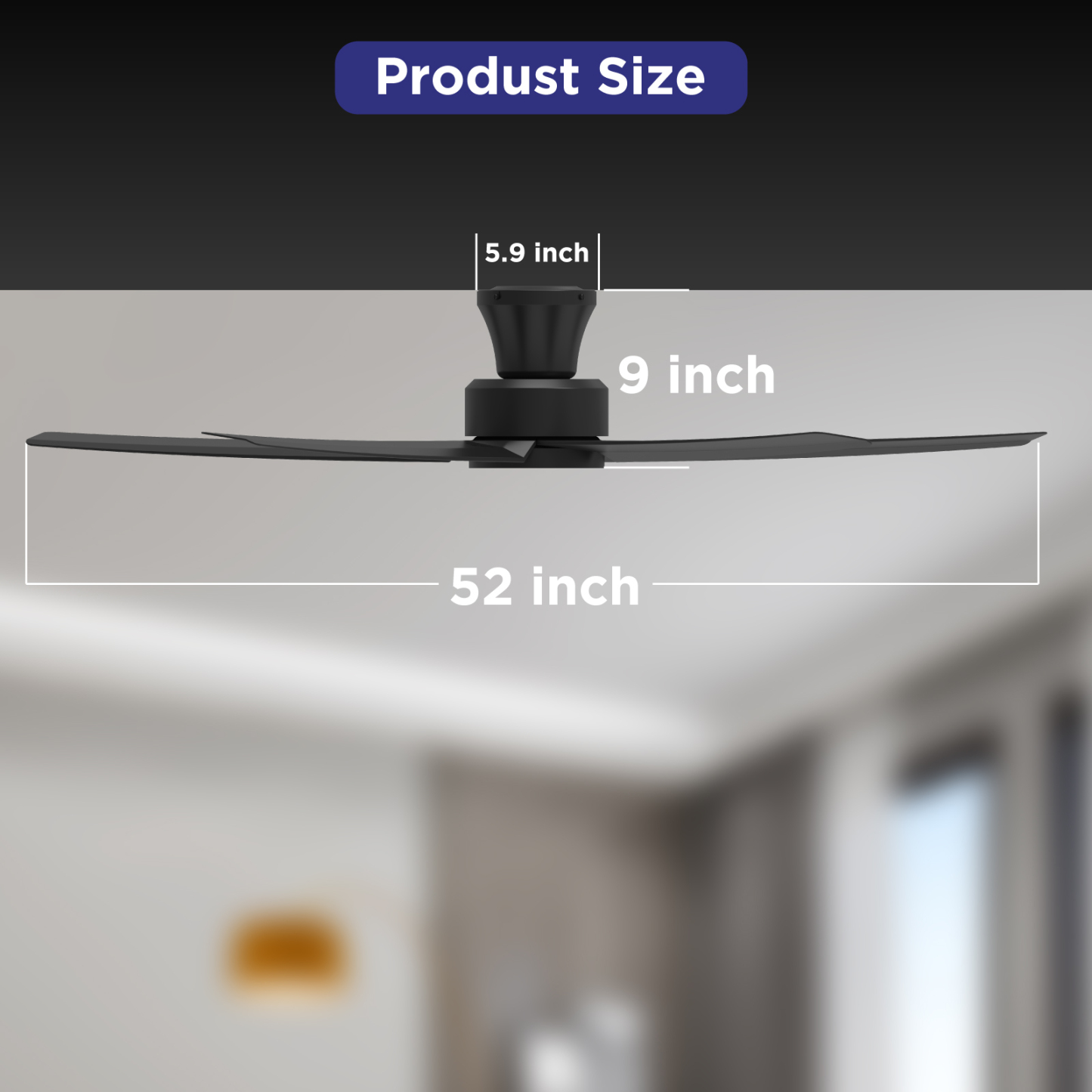 TALOYA 52 inch Ceiling Fans with Lights,Remote Control Multifunctional Quiet Fan with Three Color Temperature and Dimmable Light with Reversible Blades Black