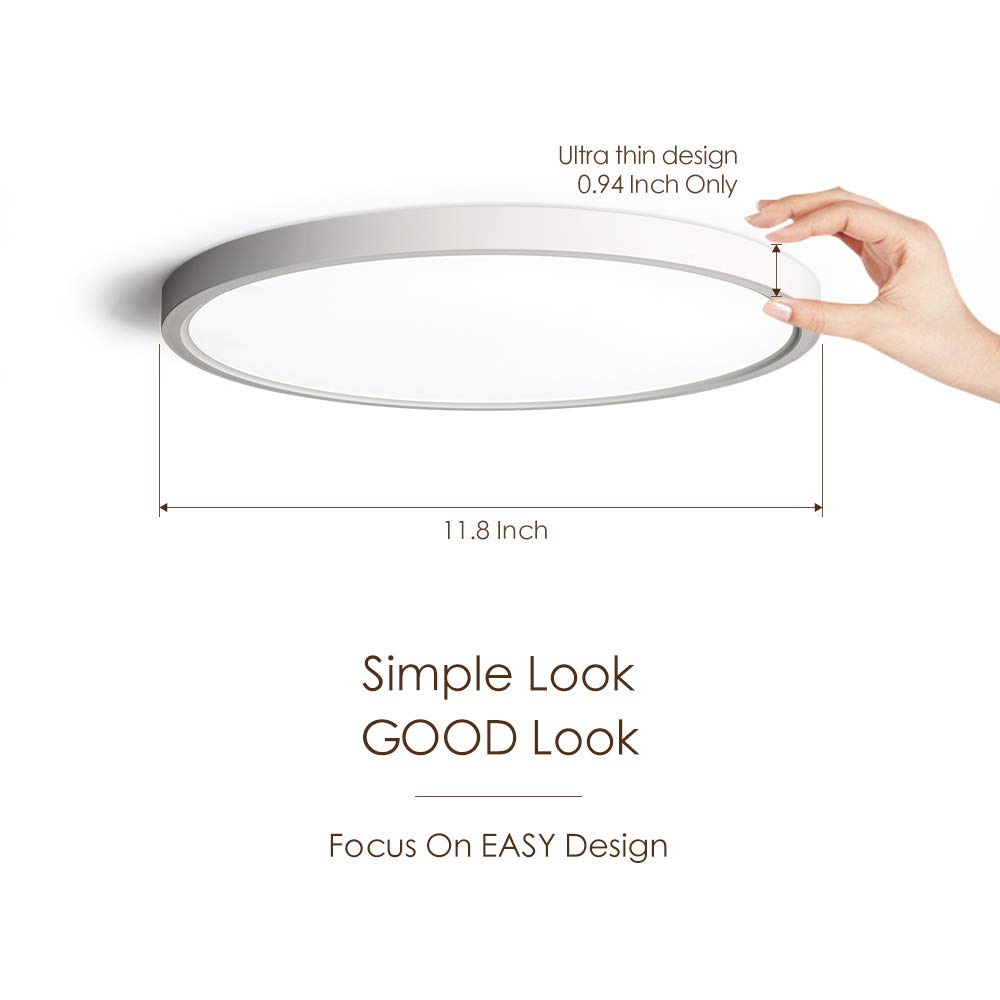 C3 Series Flush Mount LED Ceiling Light Fixture,12 inch&15.8 inch ,3000/3500/4000/5000/6500K Selectable Ceiling Light, 5 Colors in 1
