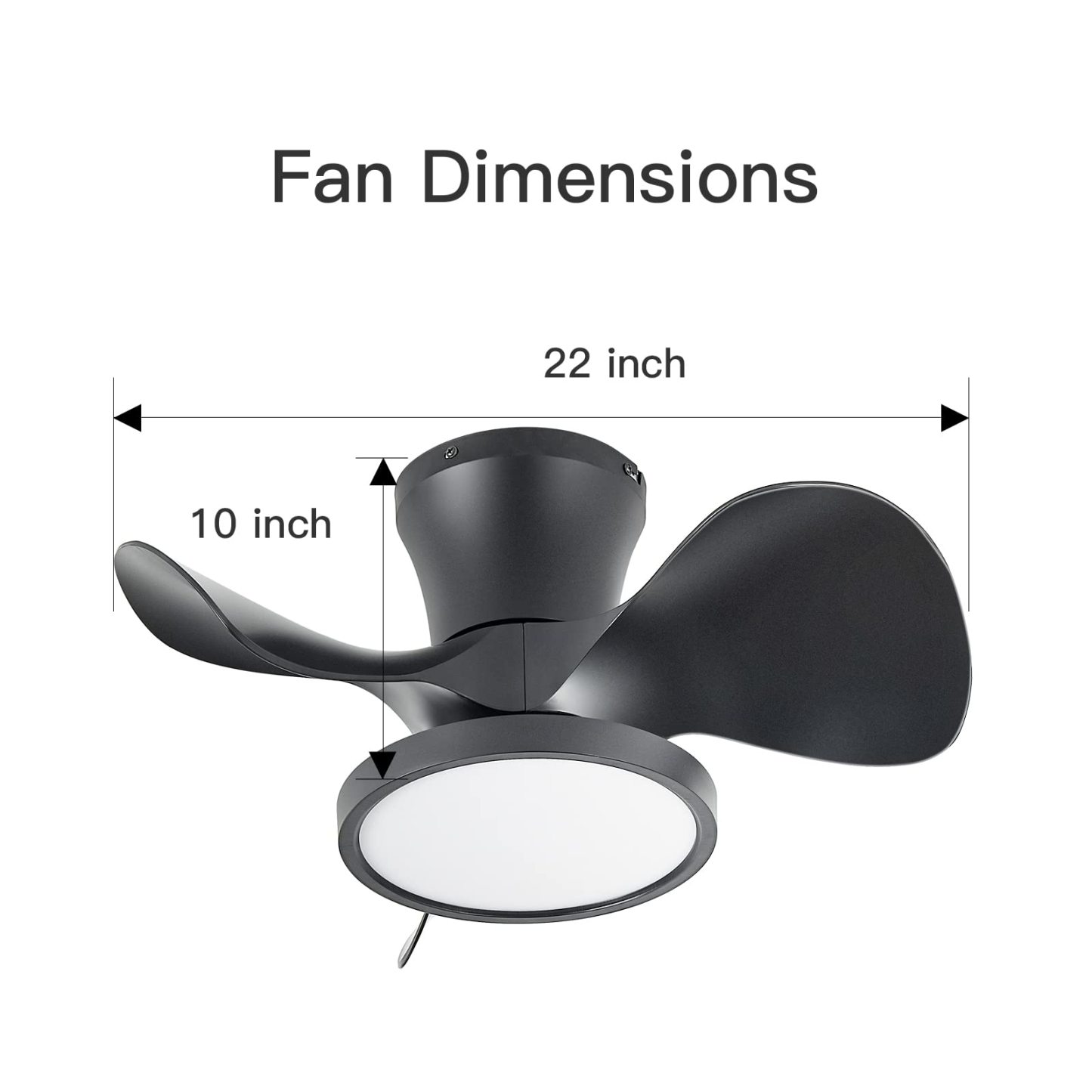  Ceiling Fan with LED Light 22 inch Large Air Volume Remote Control for Kitchen Bedroom Dining Room Patio