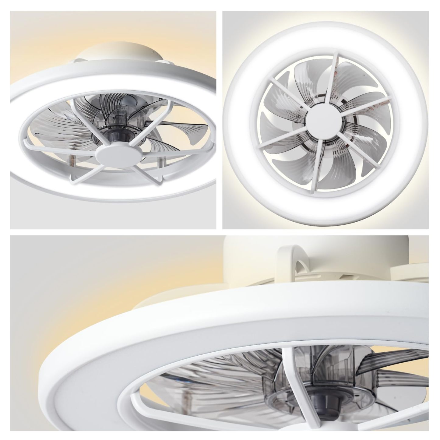 Ceiling Fans with Lights and Remote Control,18 in Low Profile Ceiling Fans with Dimmable 3 Colors Temperature Changing Back Ambient Light for Bedroom