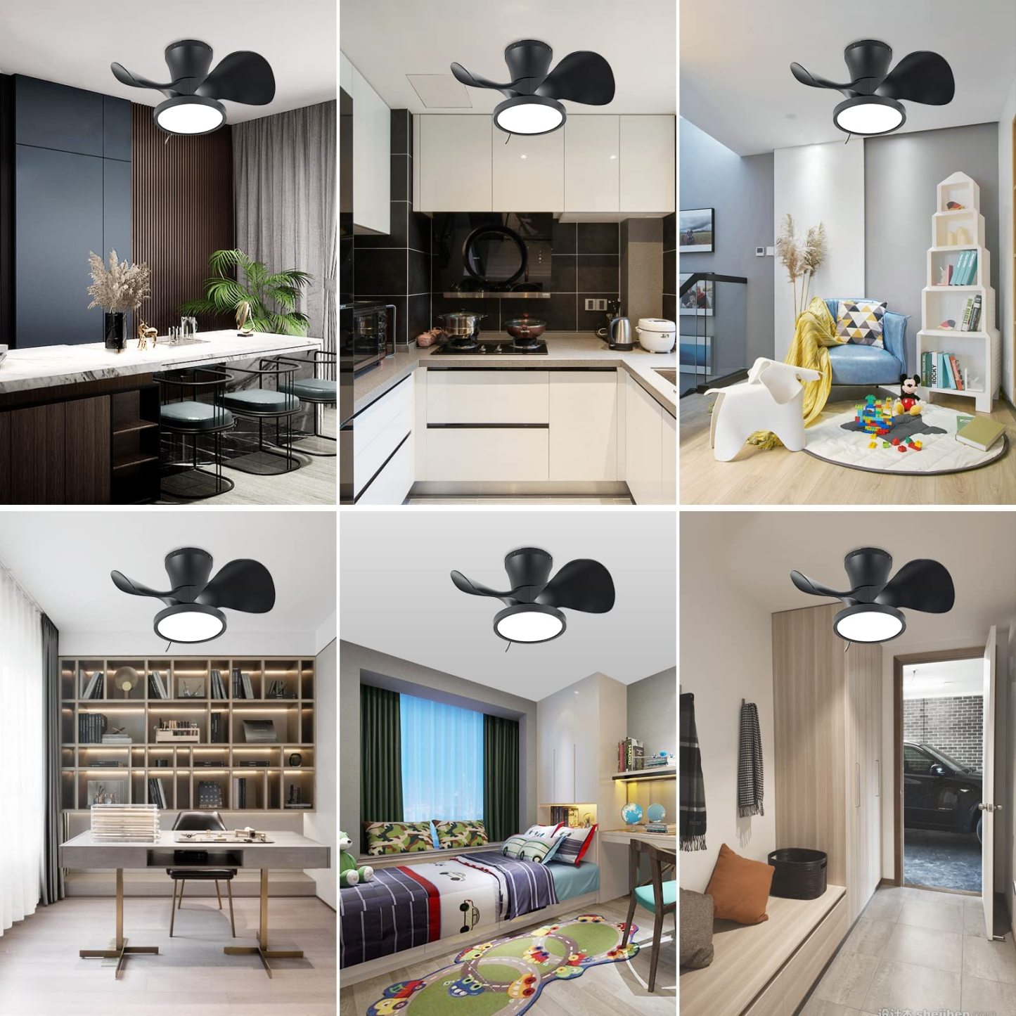  Ceiling Fan with LED Light 22 inch Large Air Volume Remote Control for Kitchen Bedroom Dining Room Patio