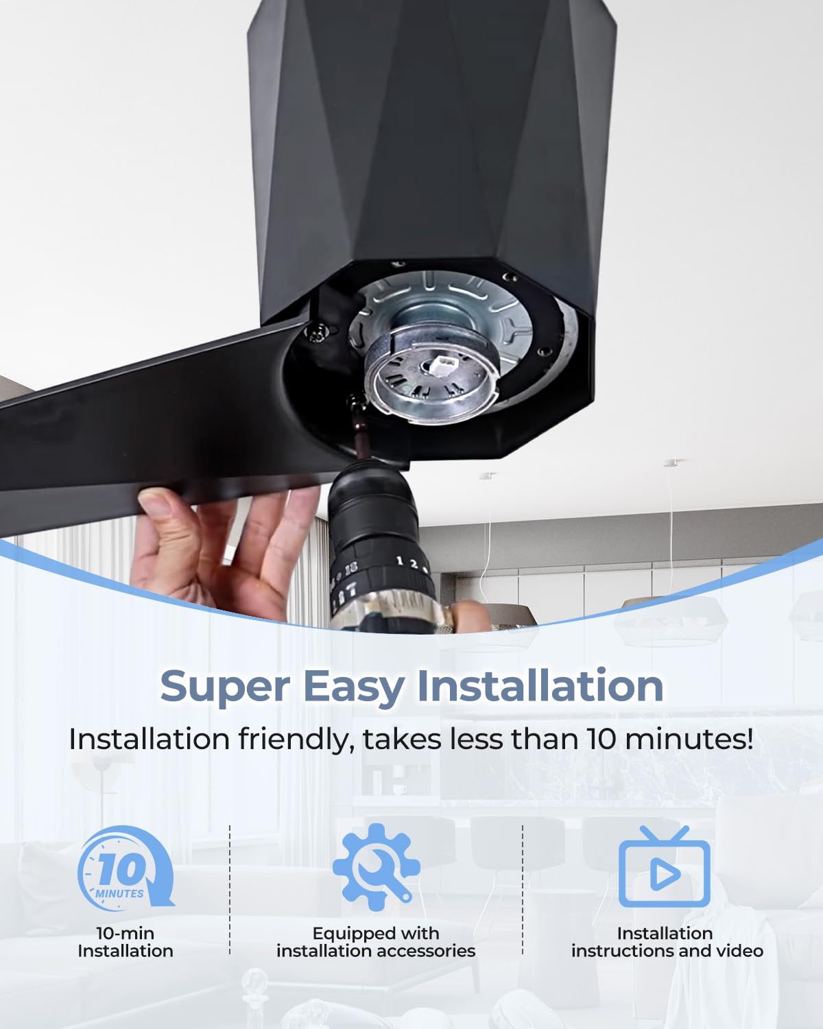 52 Inch Black Flush Mount Ceiling Fans with Led Dimmable 3 CCT Lights and Remote Control Modern Low Profile Ceiling Fan, Easy Installation, Whisper Quiet DC Motor, Bedroom Home Living Room 