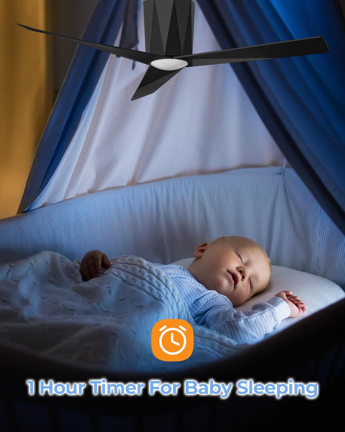 52 Inch Black Flush Mount Ceiling Fans with Led Dimmable 3 CCT Lights and Remote Control Modern Low Profile Ceiling Fan, Easy Installation, Whisper Quiet DC Motor, Bedroom Home Living Room 