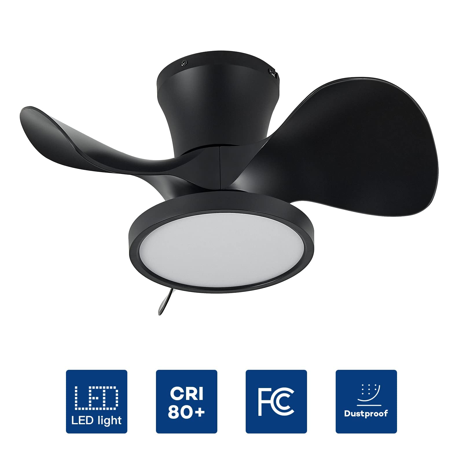  Ceiling Fan with LED Light 22 inch Large Air Volume Remote Control for Kitchen Bedroom Dining Room Patio