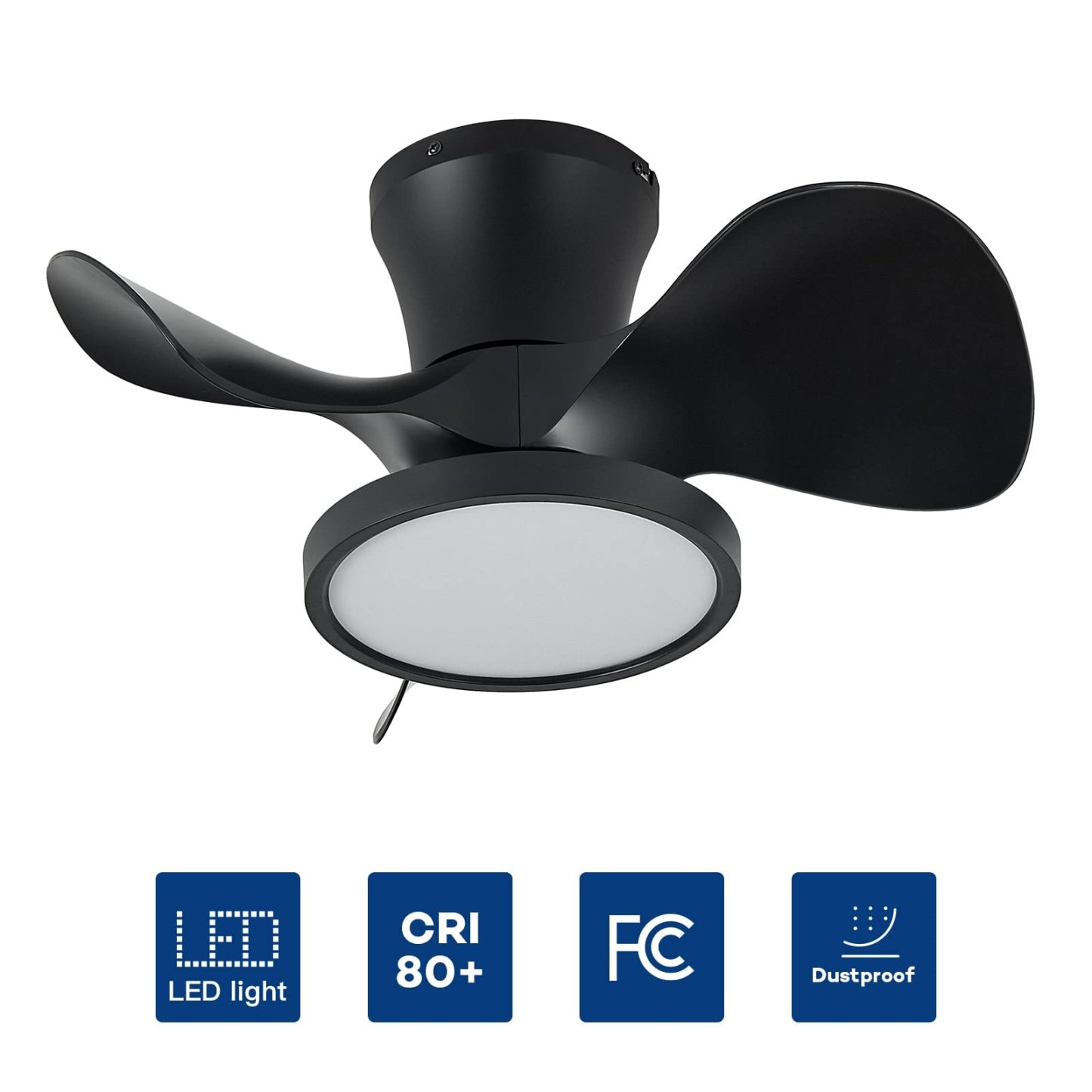  Ceiling Fan with LED Light 22 inch Large Air Volume Remote Control for Kitchen Bedroom Dining Room Patio