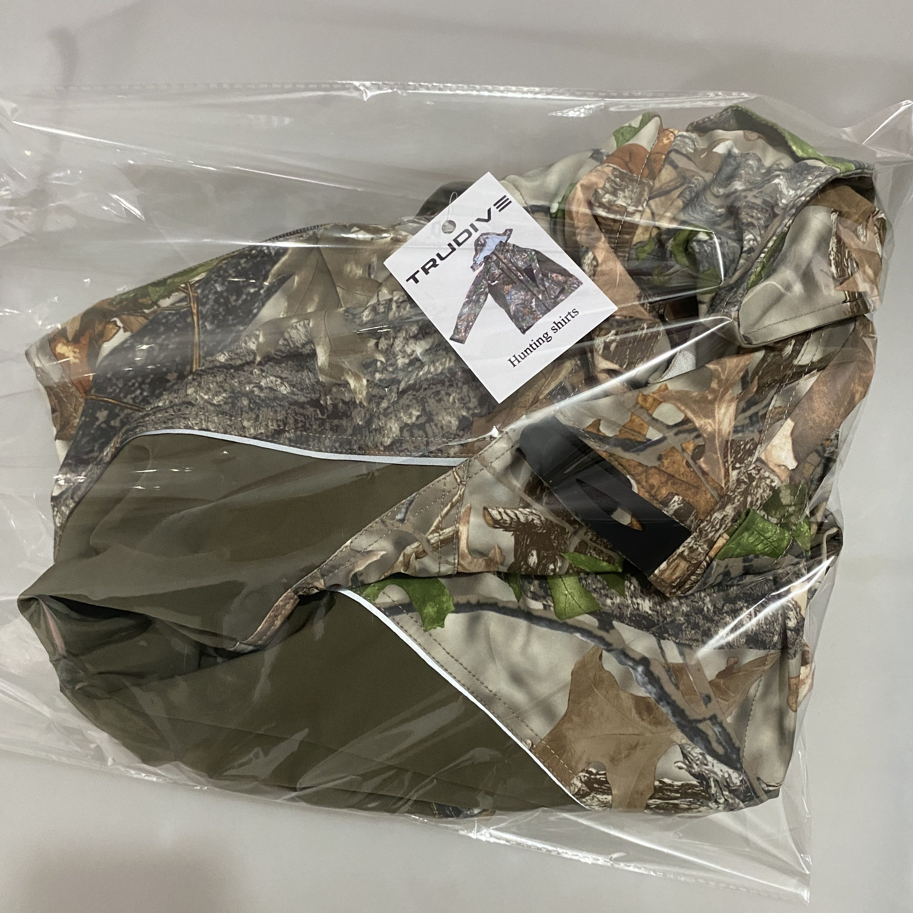 TRUDIVE Hunting Shirts, Polyester & Wool, Tree Camo, Size L, Silent Fabric, Waterproof, Windproof, Warm, Soft