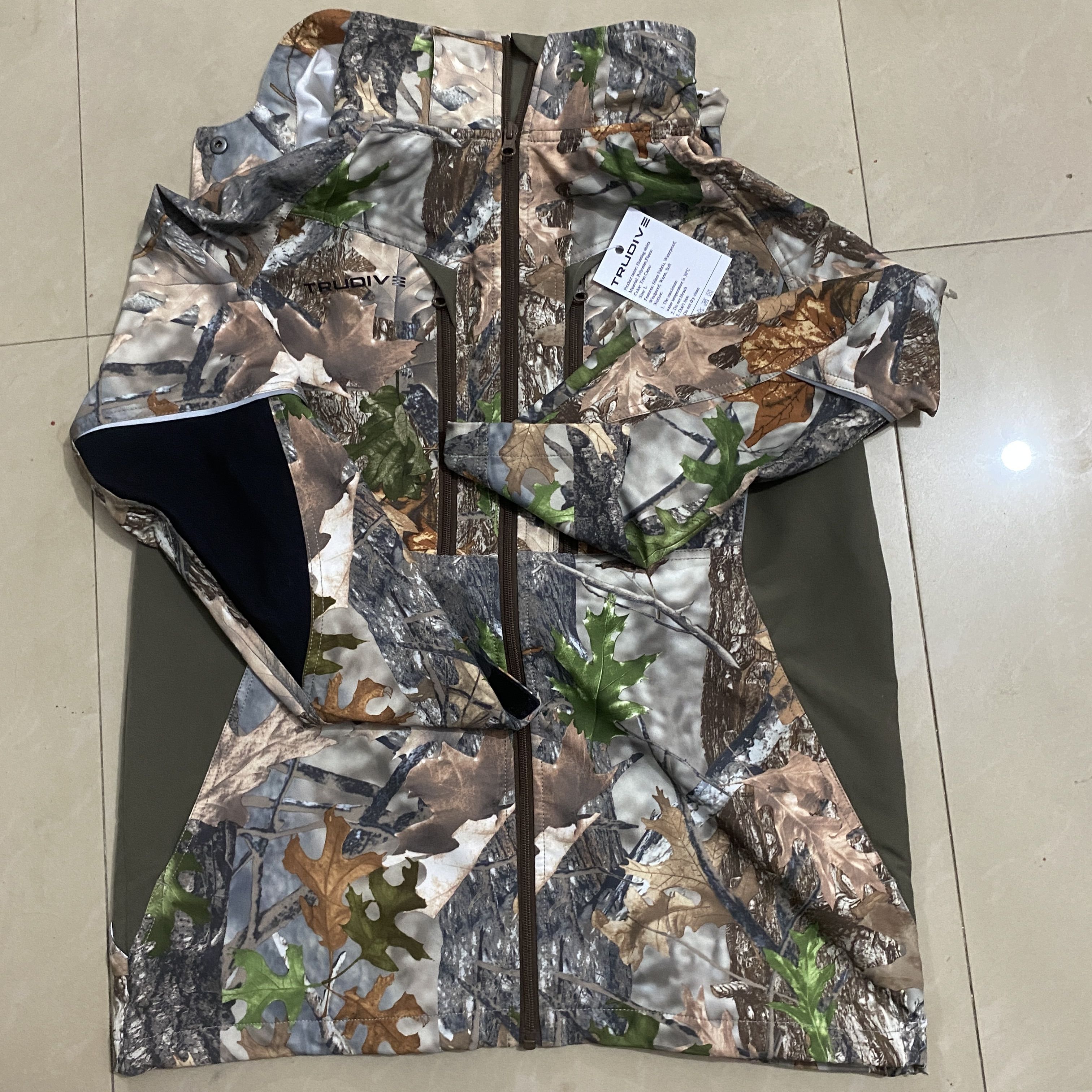 TRUDIVE Hunting Shirts, Polyester & Wool, Tree Camo, Size L, Silent Fabric, Waterproof, Windproof, Warm, Soft