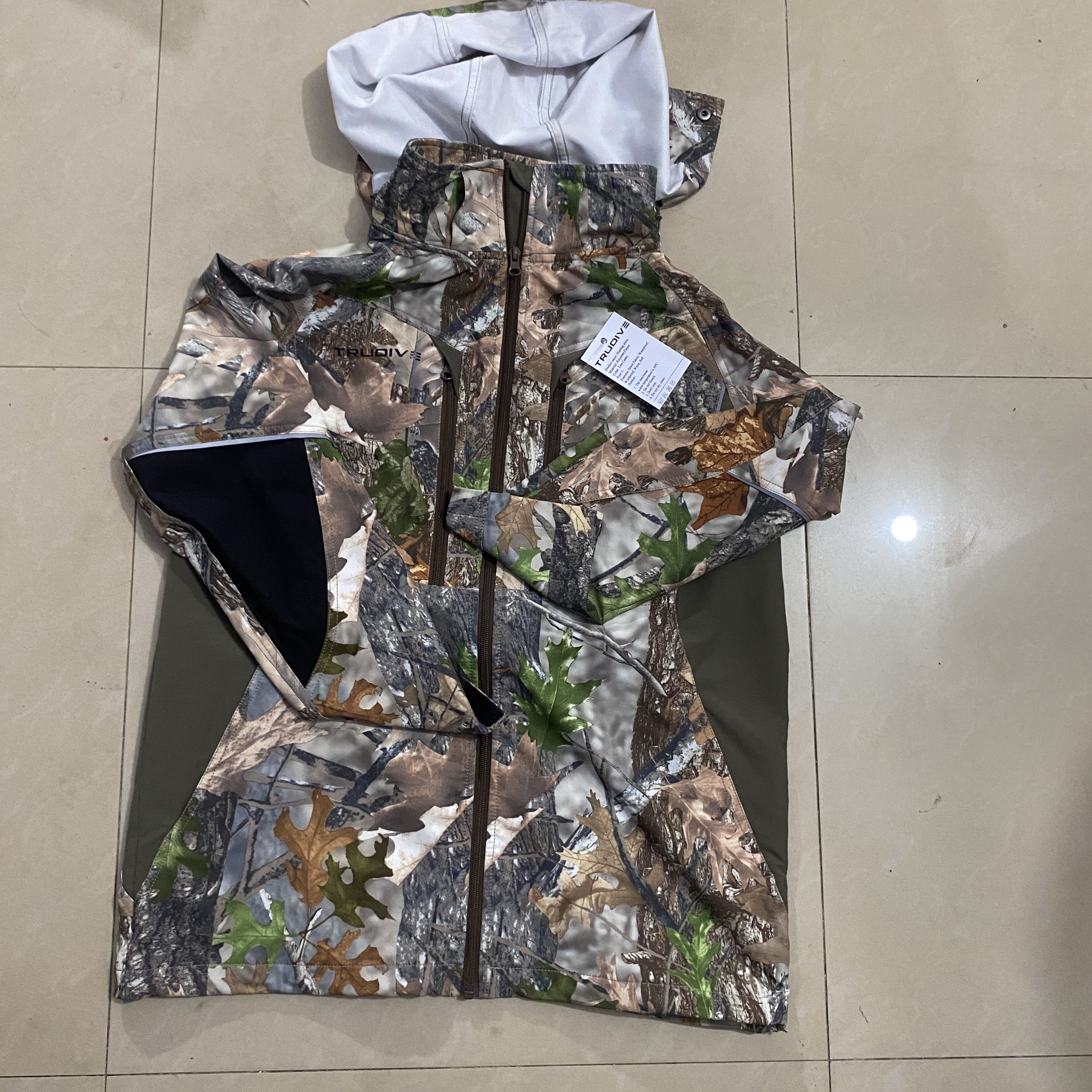 TRUDIVE Hunting Shirts, Polyester & Wool, Tree Camo, Size L, Silent Fabric, Waterproof, Windproof, Warm, Soft