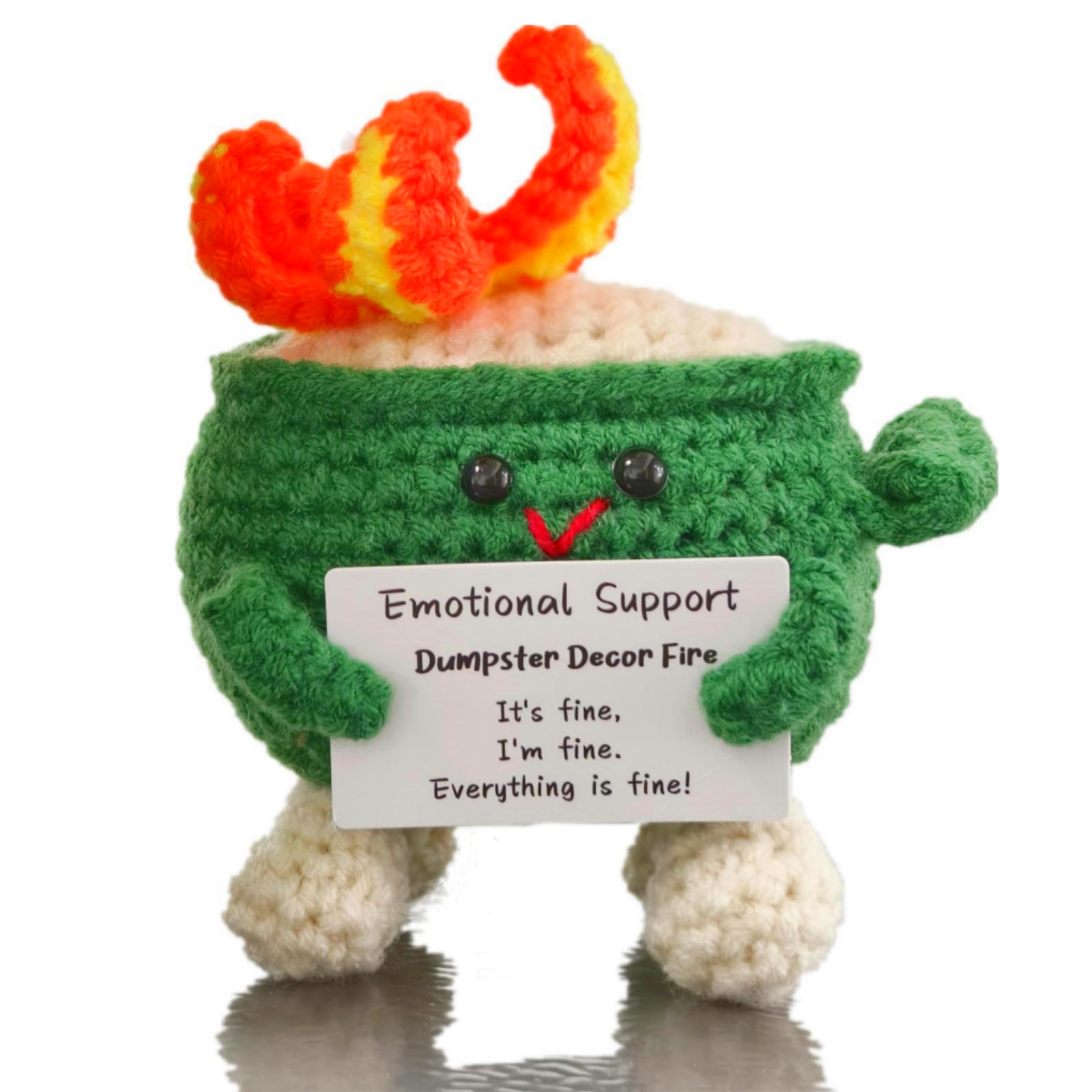 Liotww Emotional Support Dumpster Fire Christmas Ornament – Funny Crochet Trashcan Gift, Perfect Stocking Stuffer for Him or Her