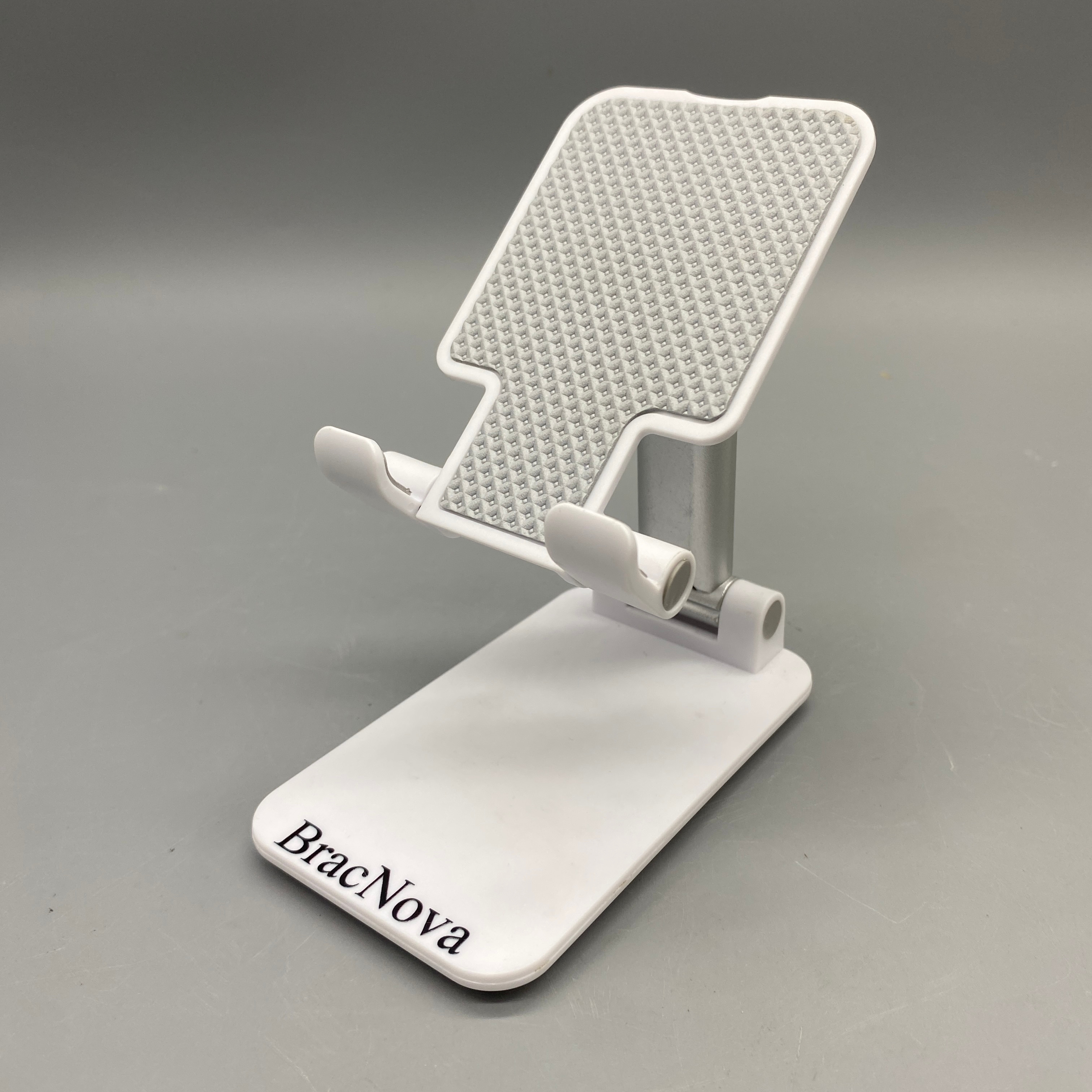 BracNova Adjustable smartphone and PC tablet stabilizers and mounts - Compatible with 4-11 Inch Devices, Plastic Mount, White, 12x7x3cm