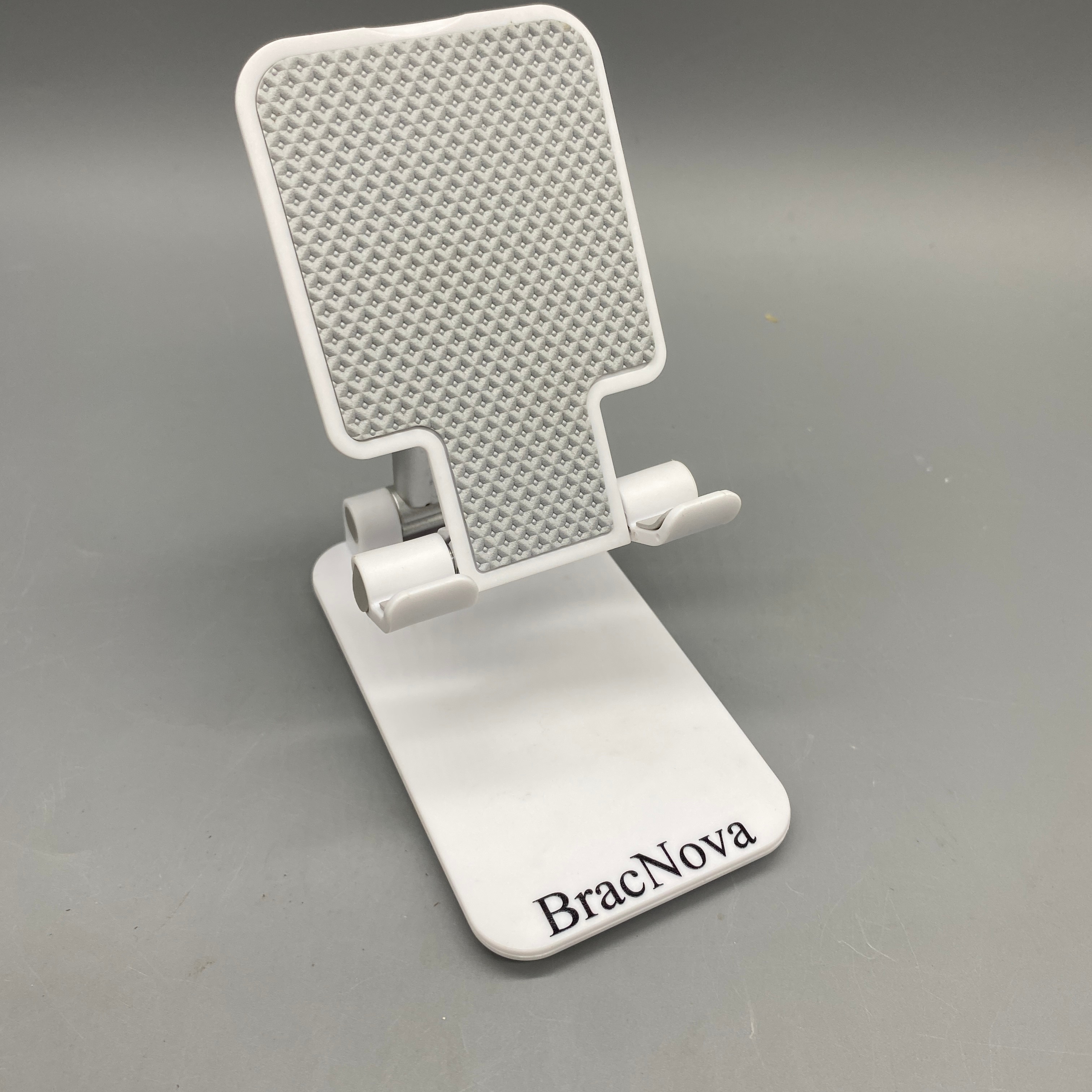 BracNova Adjustable smartphone and PC tablet stabilizers and mounts - Compatible with 4-11 Inch Devices, Plastic Mount, White, 12x7x3cm
