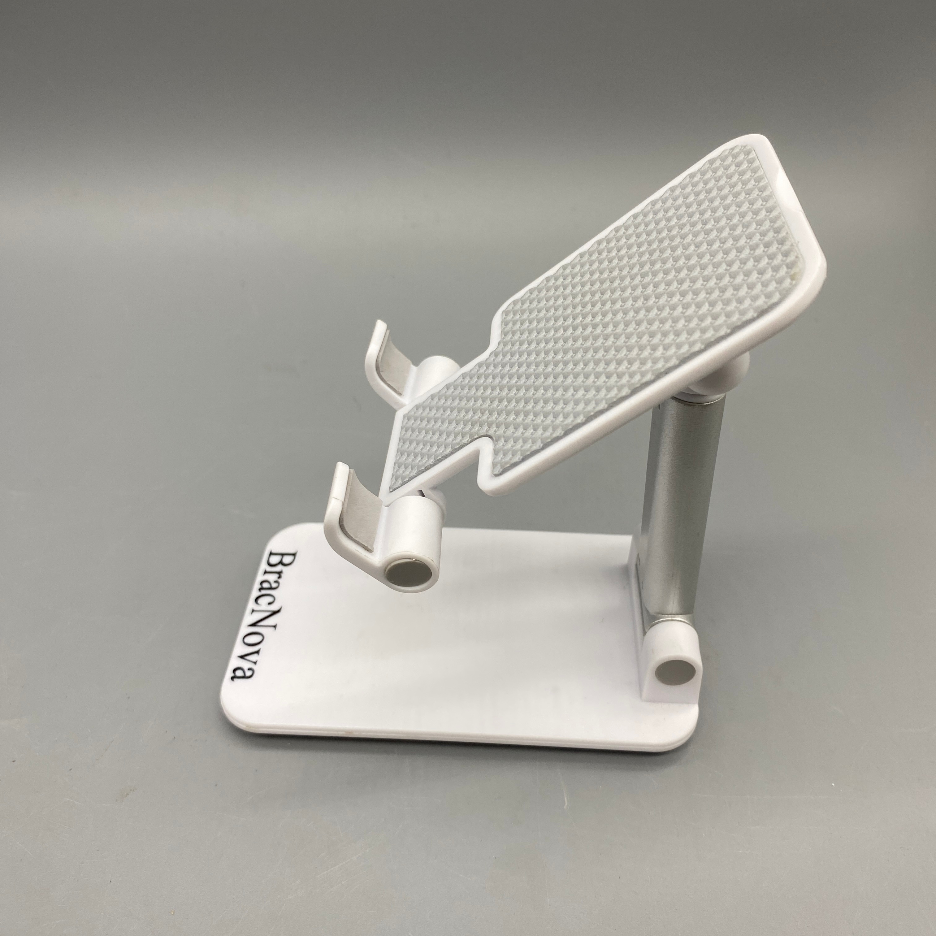 BracNova Adjustable smartphone and PC tablet stabilizers and mounts - Compatible with 4-11 Inch Devices, Plastic Mount, White, 12x7x3cm